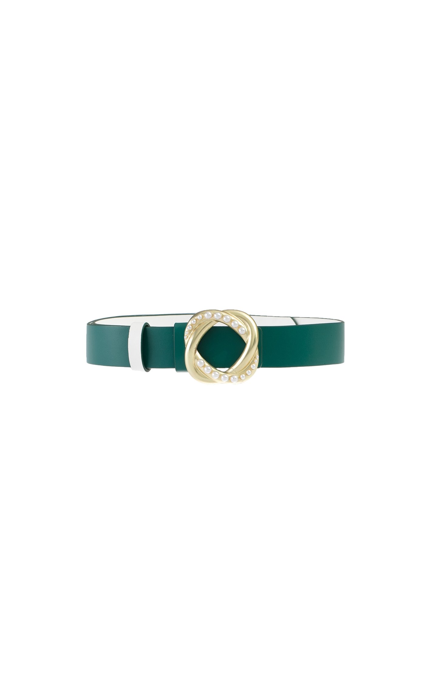 Pearl Applique Buckle Leather BeltPearl Applique Buckle Leather Belt,Season (SS) Look,pearl,Belts