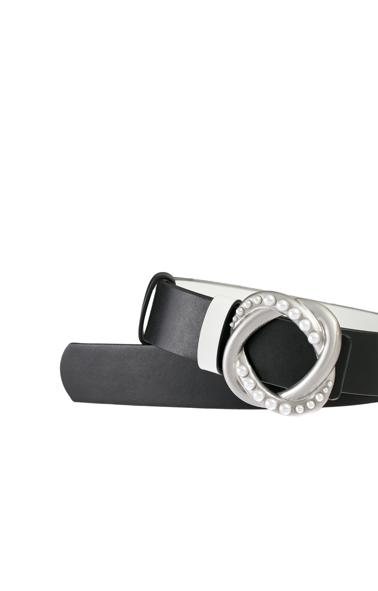 Pearl Applique Buckle Leather BeltPearl Applique Buckle Leather Belt,Season (SS) Look,pearl,Belts