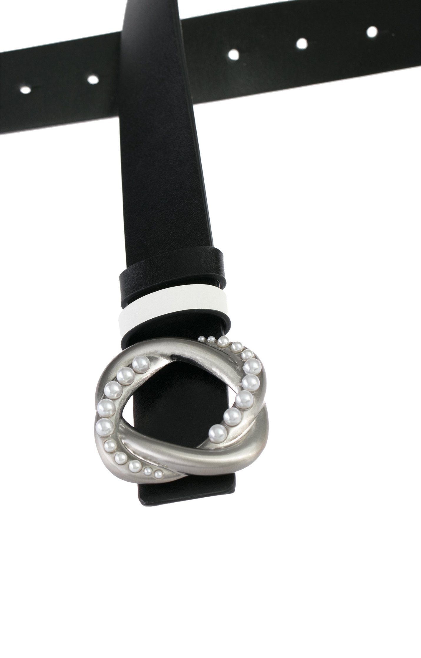 Pearl Applique Buckle Leather BeltPearl Applique Buckle Leather Belt,Season (SS) Look,pearl,Belts