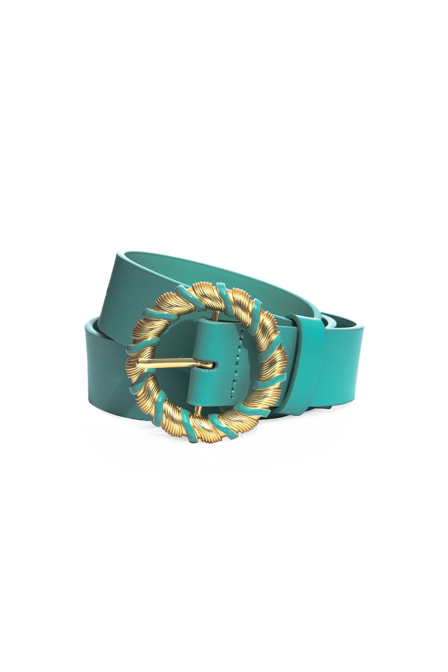 Green Leather Belt With Contrast Spiral BuckleLeather belt with epoxy design,Belts,Season (AW) Look,Belts