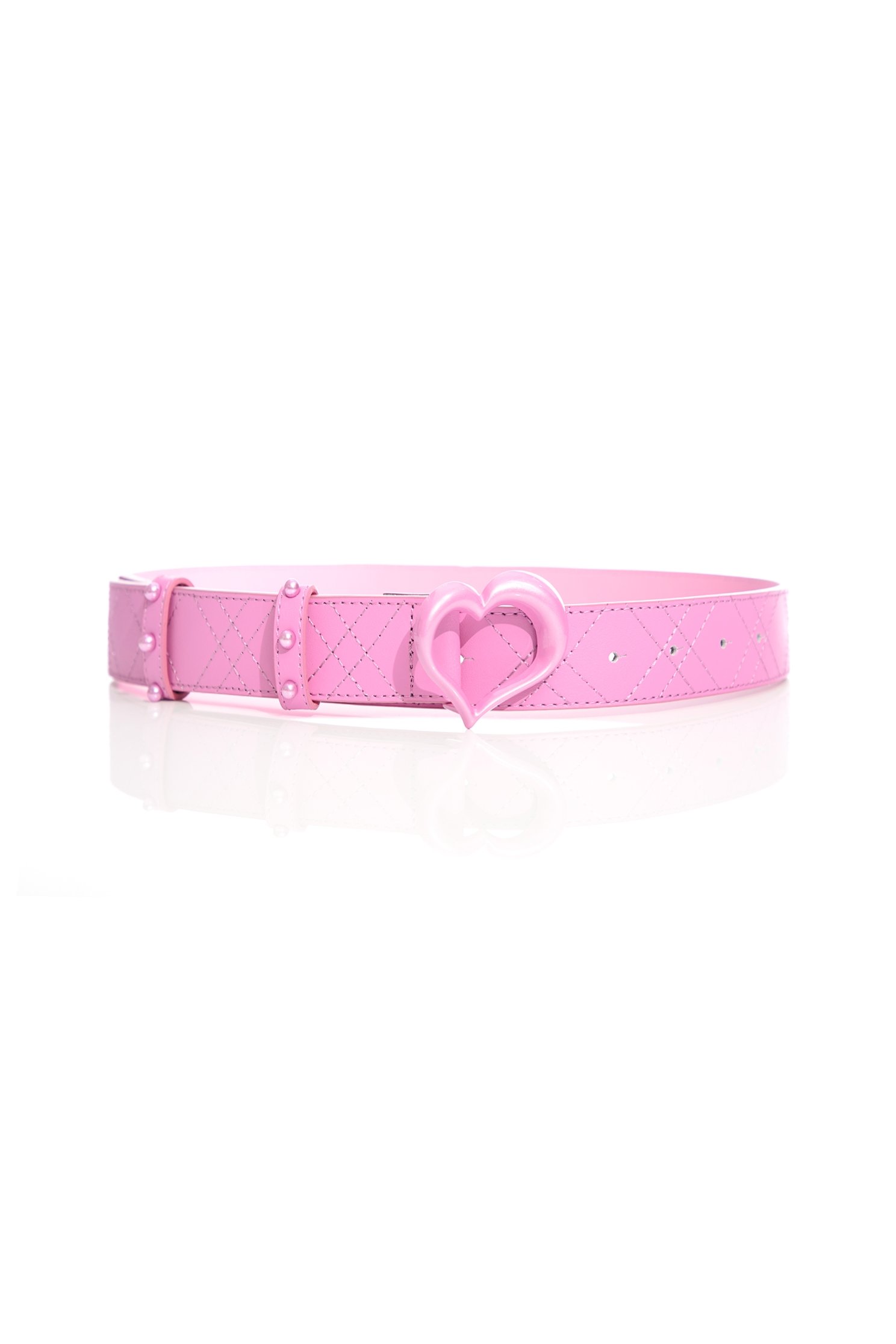 Heart Buckle Leather BeltLeather belt with heart design,Season (SS) Look,pearl,Belts