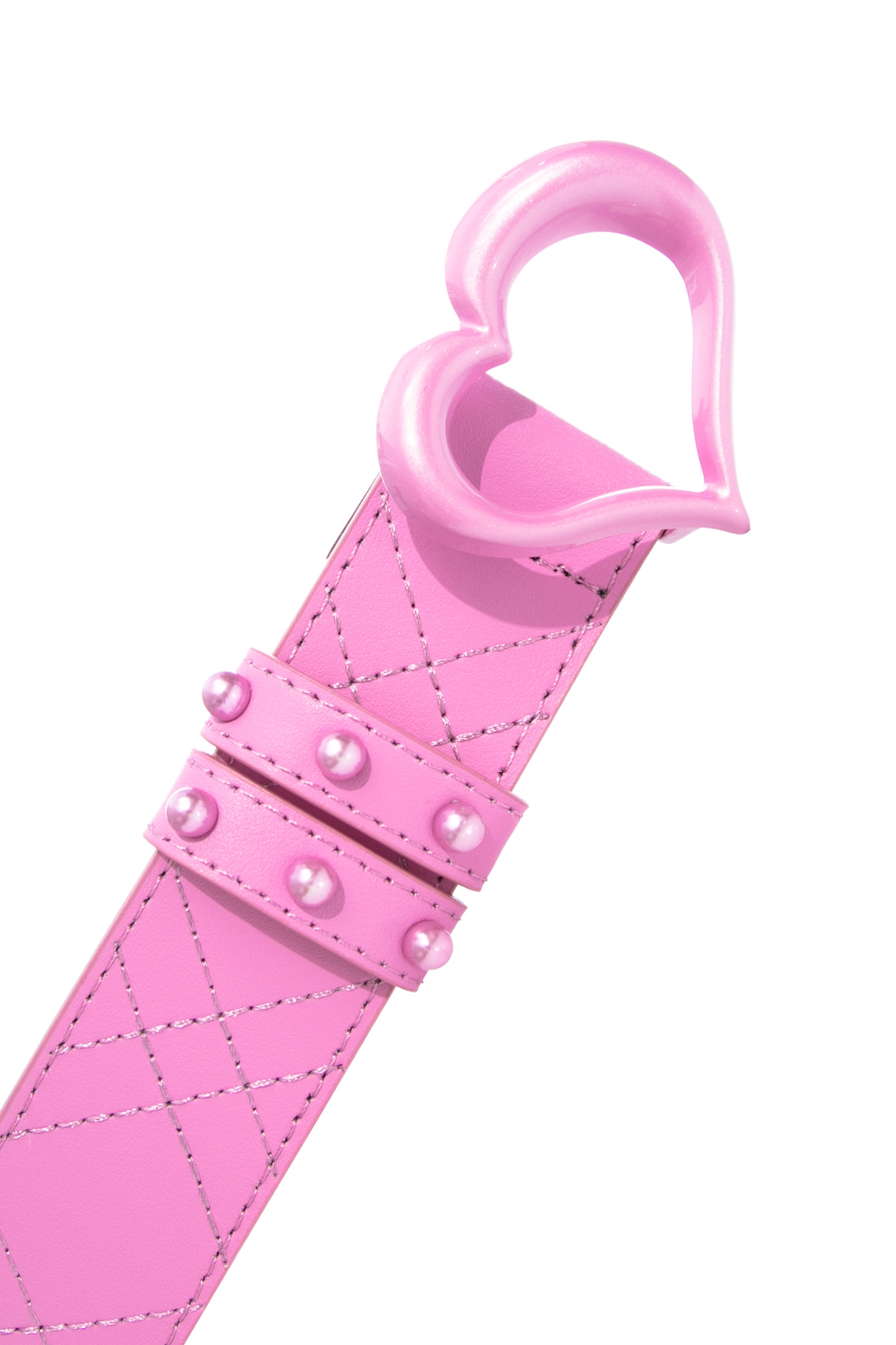 Heart Buckle Leather BeltLeather belt with heart design,Season (SS) Look,pearl,Belts