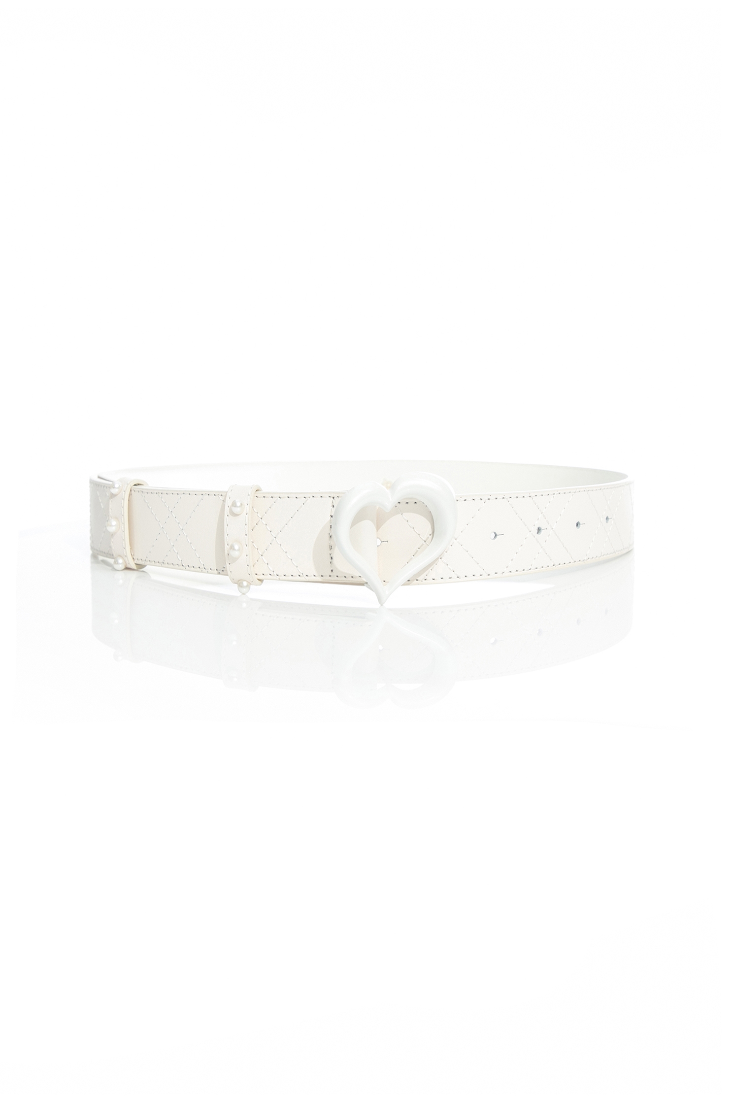 Heart Buckle Leather BeltLeather belt with heart design,Season (SS) Look,pearl,Belts