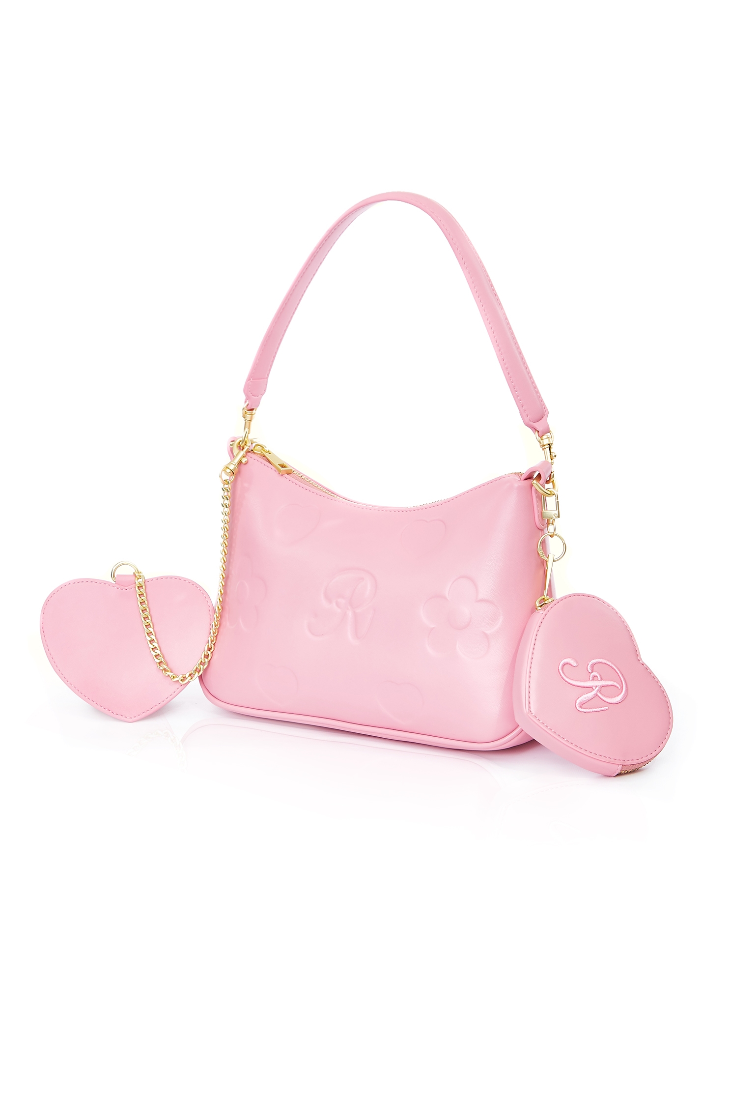 Pink Heart Pattern Print Hand BagPink Heart Pattern Print Hand Bag,Season (SS) Look,Shoulder bags