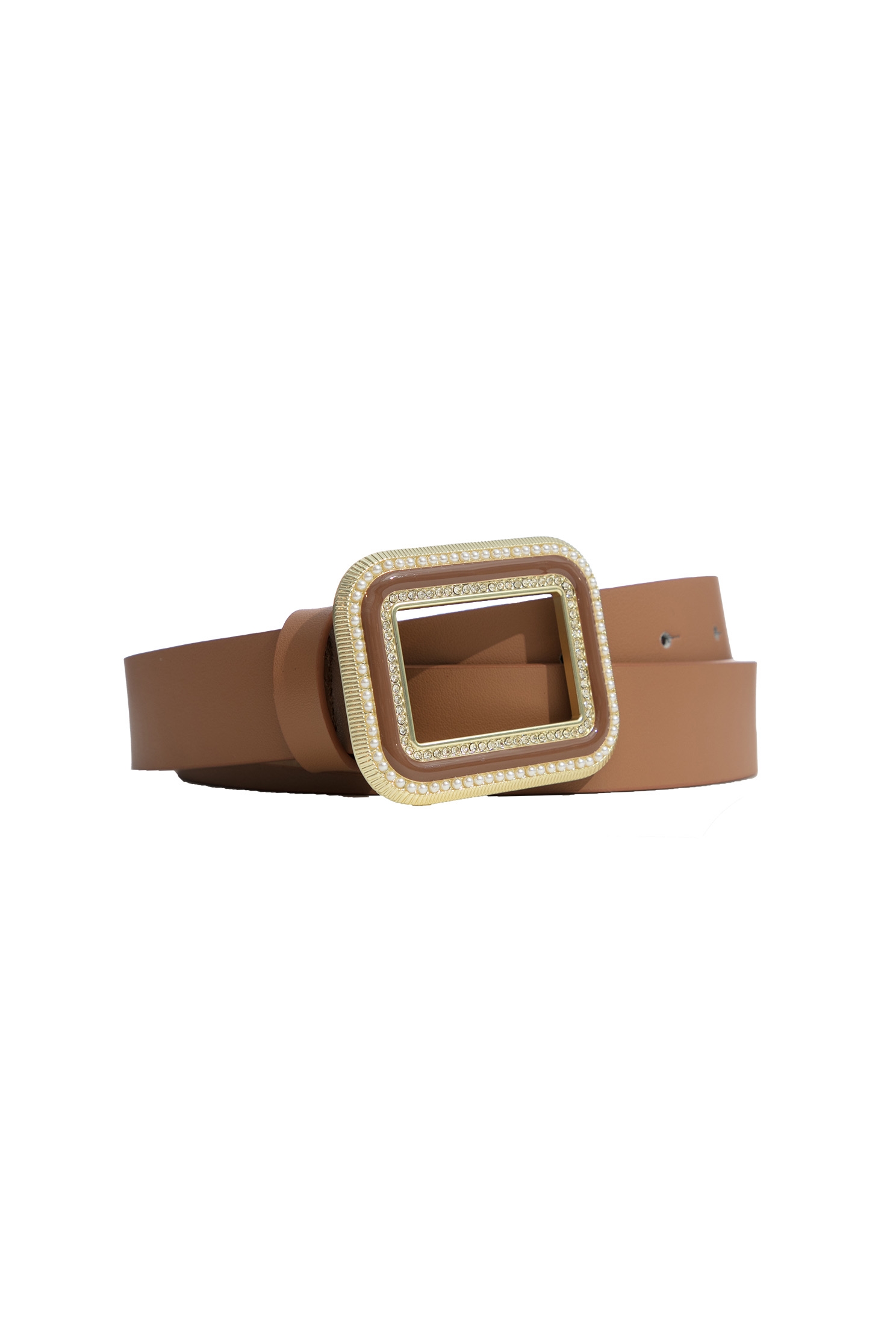 Square Buckle Belt With Pearl And Diamonte DetailPearl rhinestone square buckle belt,pearl,Belts,Season (AW) Look,Belts