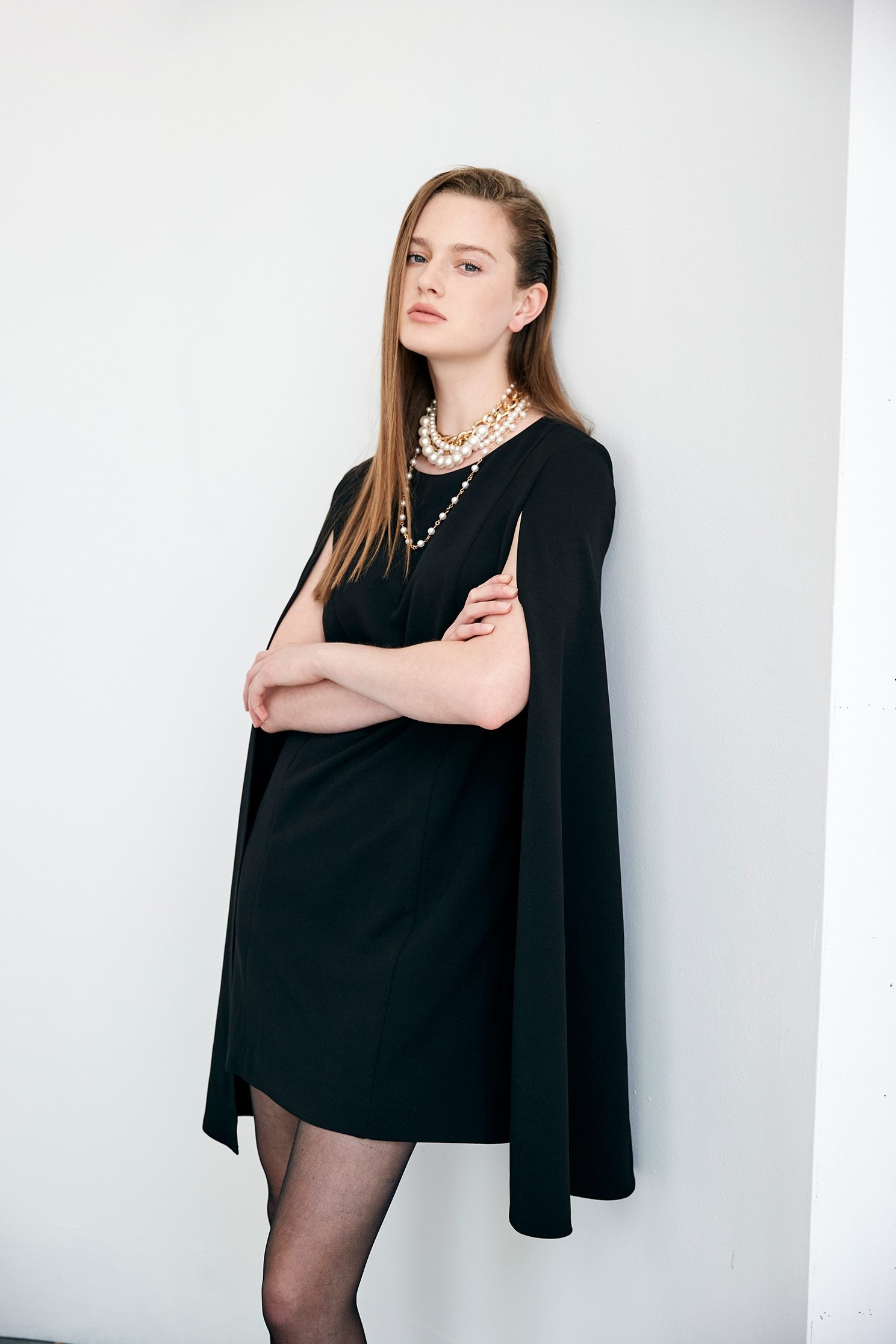 Black Shift Cape DressBlack Shift Cape Dress,cocktaildresses,Evening dresses,Season (AW) Look