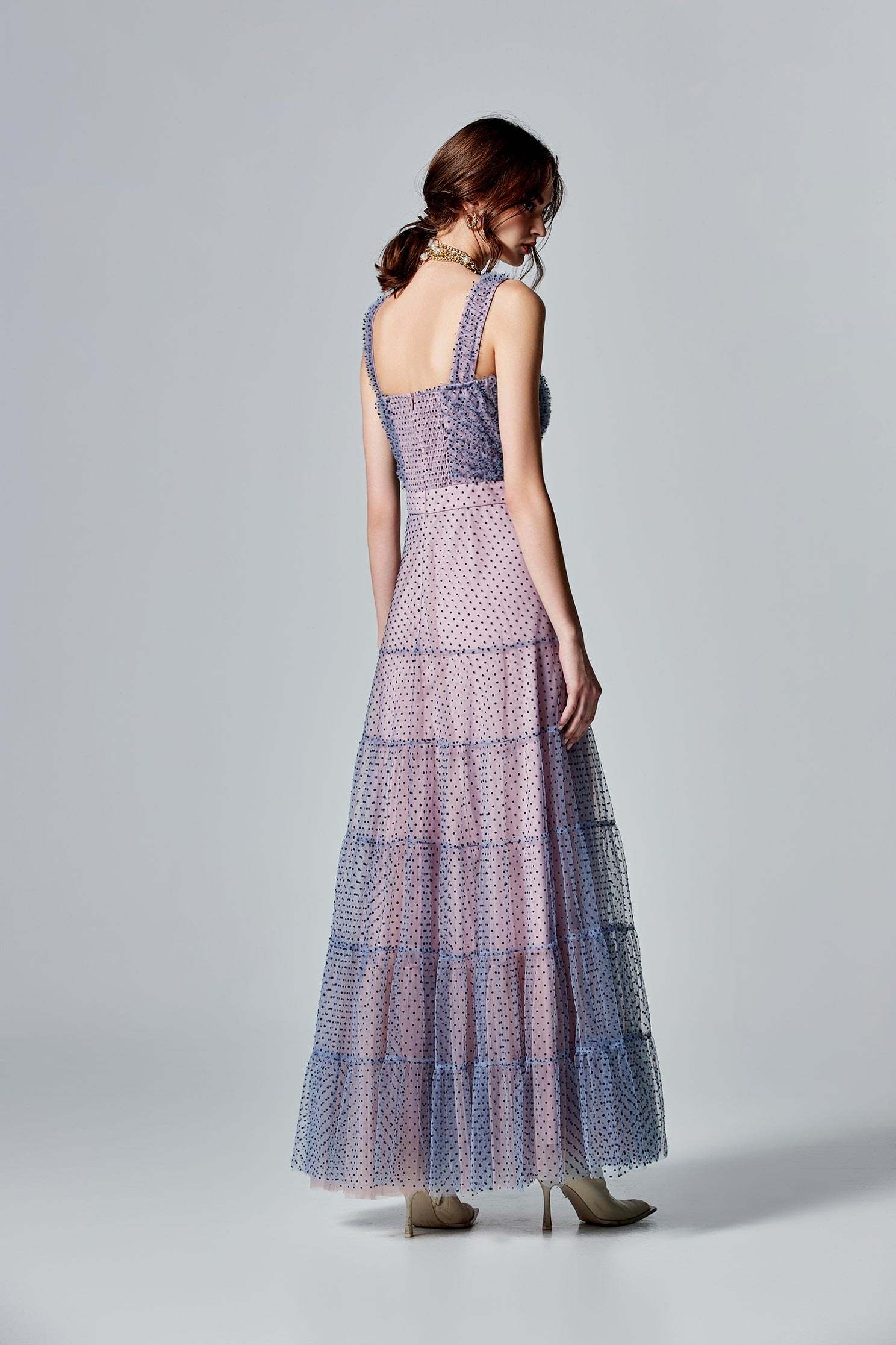 Dotted Print Mesh Evening DressDotted Print Mesh Evening Dress,cocktaildresses,Evening dresses,Season (AW) Look,Maxi dresses