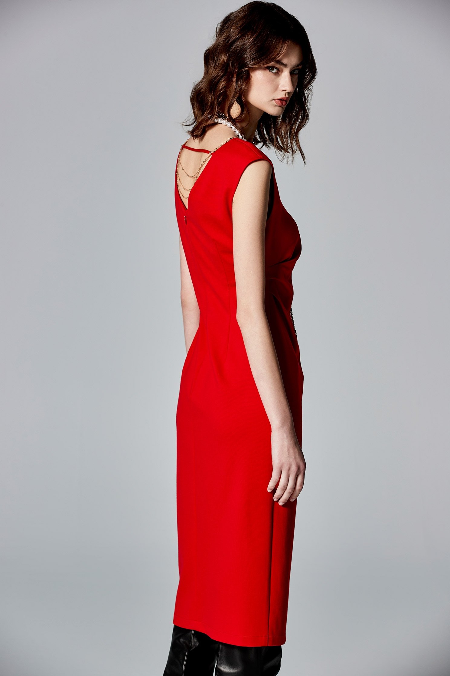 V-neck Side Gather Detail DressV-neck Side Gather Detail Dress,cocktaildresses,Evening dresses,Season (AW) Look,Maxi dresses