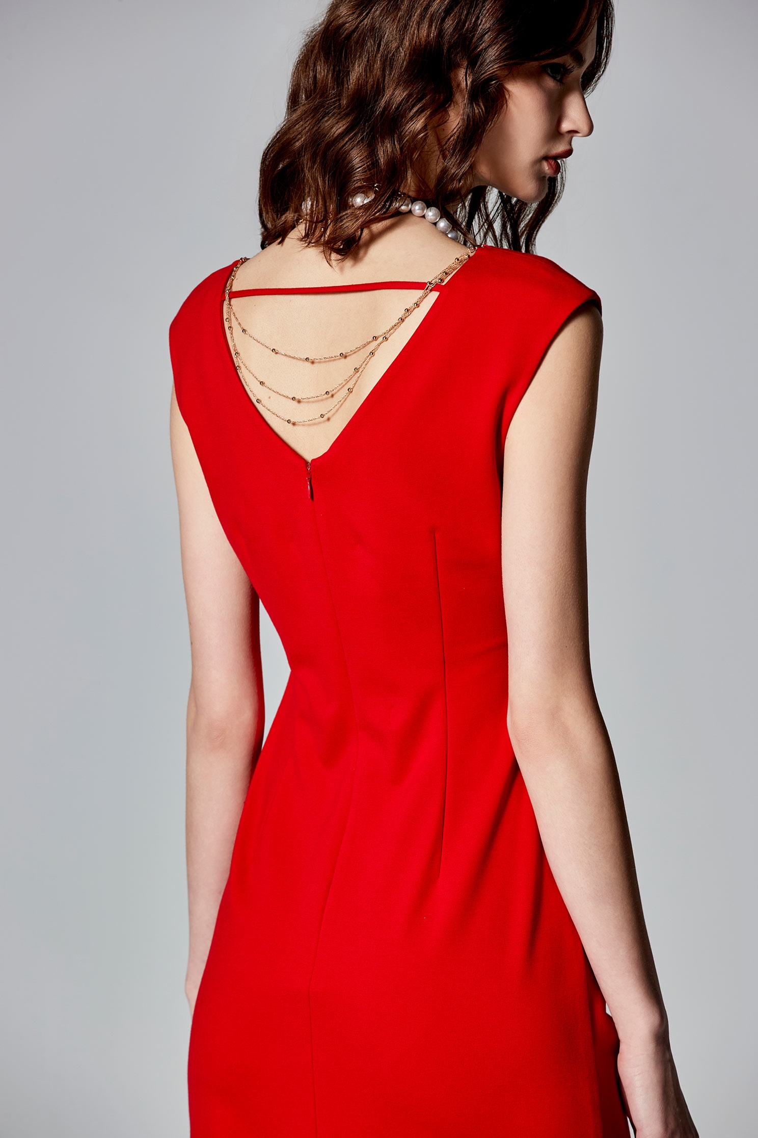 V-neck Side Gather Detail DressV-neck Side Gather Detail Dress,cocktaildresses,Evening dresses,Season (AW) Look,Maxi dresses