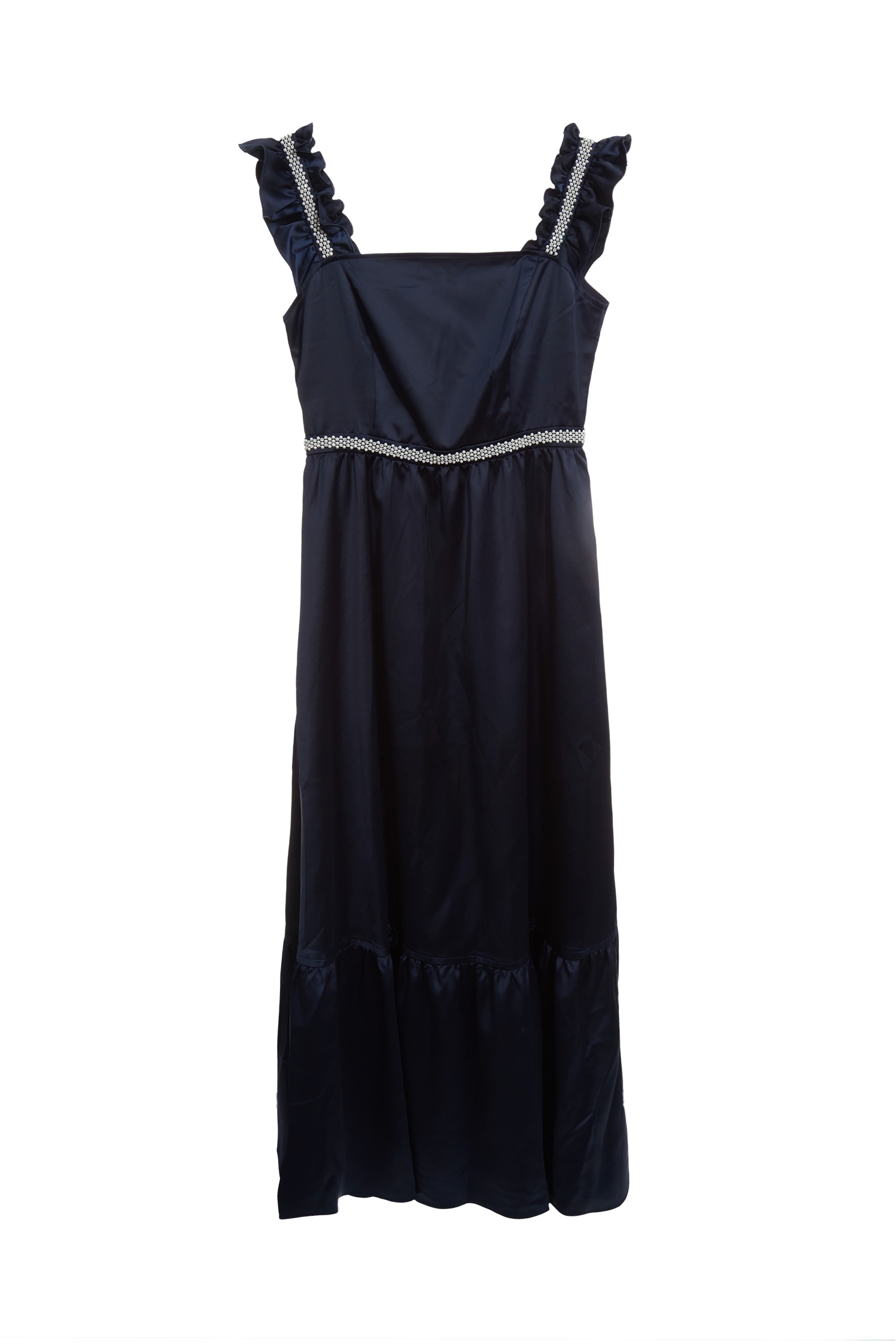 Navy Ruffle Strap Maxi DressNavy Ruffle Strap Maxi Dress,cocktaildresses,Evening dresses,Season (AW) Look