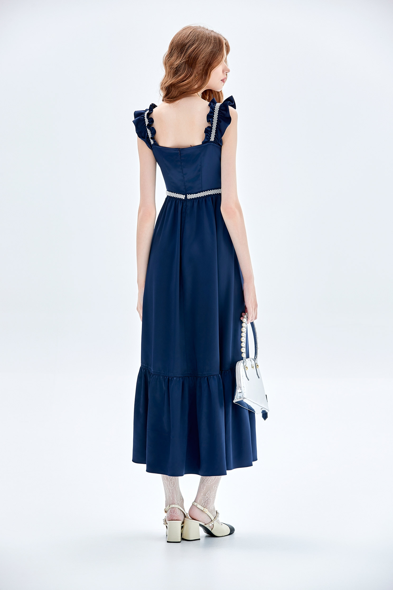 Navy Ruffle Strap Maxi DressNavy Ruffle Strap Maxi Dress,cocktaildresses,Evening dresses,Season (AW) Look