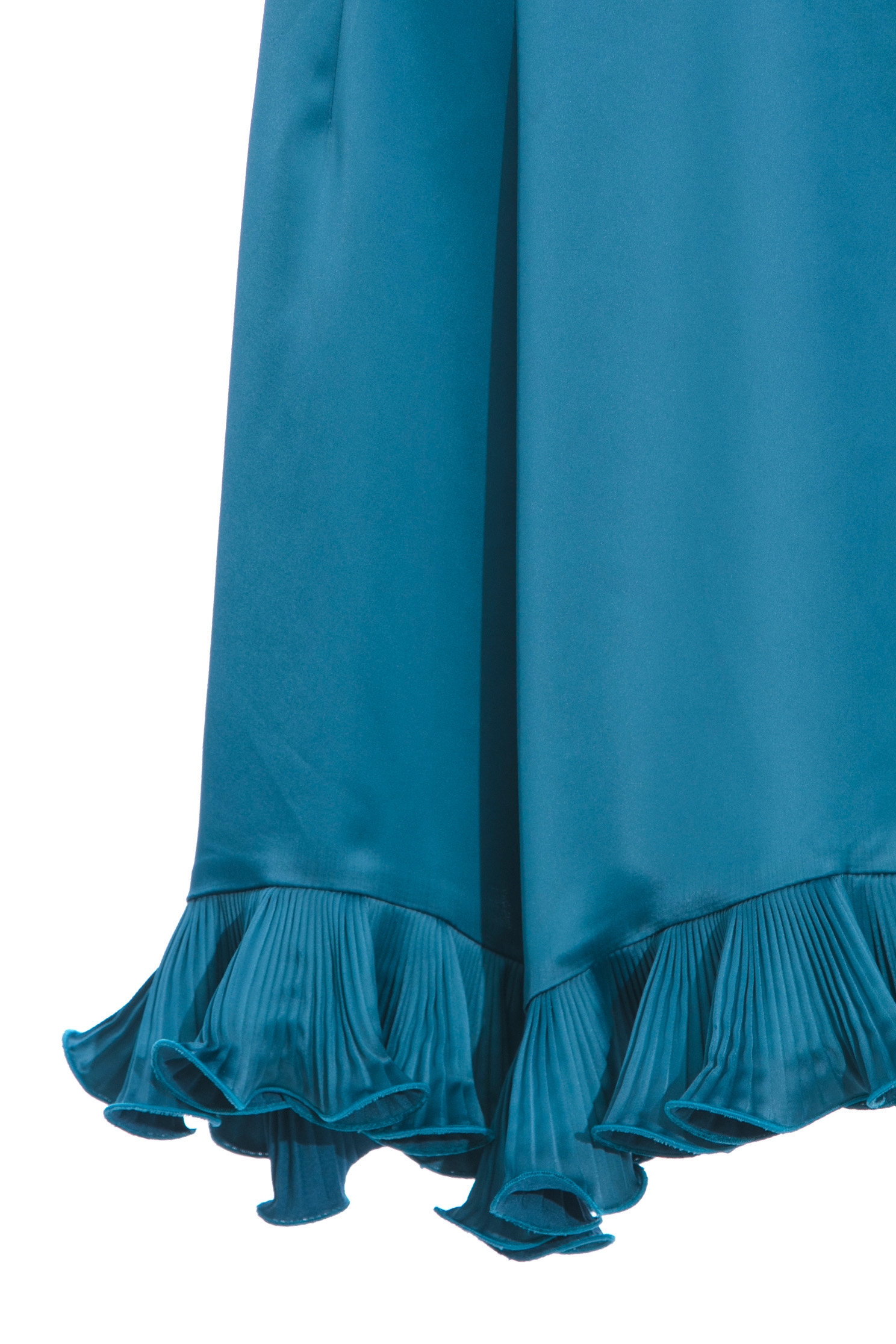 V-Neck Ruiffle Trim Sleeveless DressSatin serene blue cropped dress,cocktaildresses,Season (SS) Look,Evening dresses