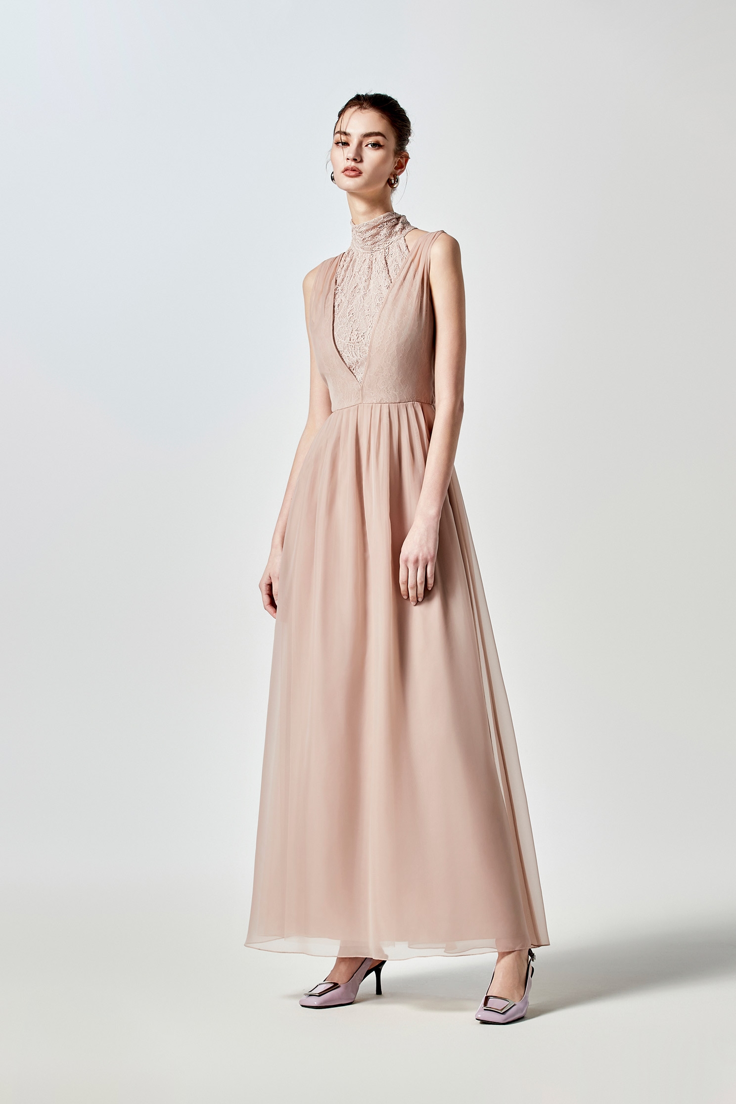 Turtleneck Sleeveless Organza Evening DressTurtleneck Sleeveless Organza Evening Dress,cocktaildresses,Season (SS) Look,pearl,Evening dresses,Lace