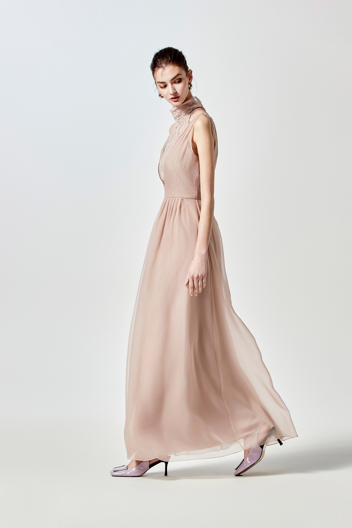 Turtleneck Sleeveless Organza Evening DressTurtleneck Sleeveless Organza Evening Dress,cocktaildresses,Season (SS) Look,pearl,Evening dresses,Lace