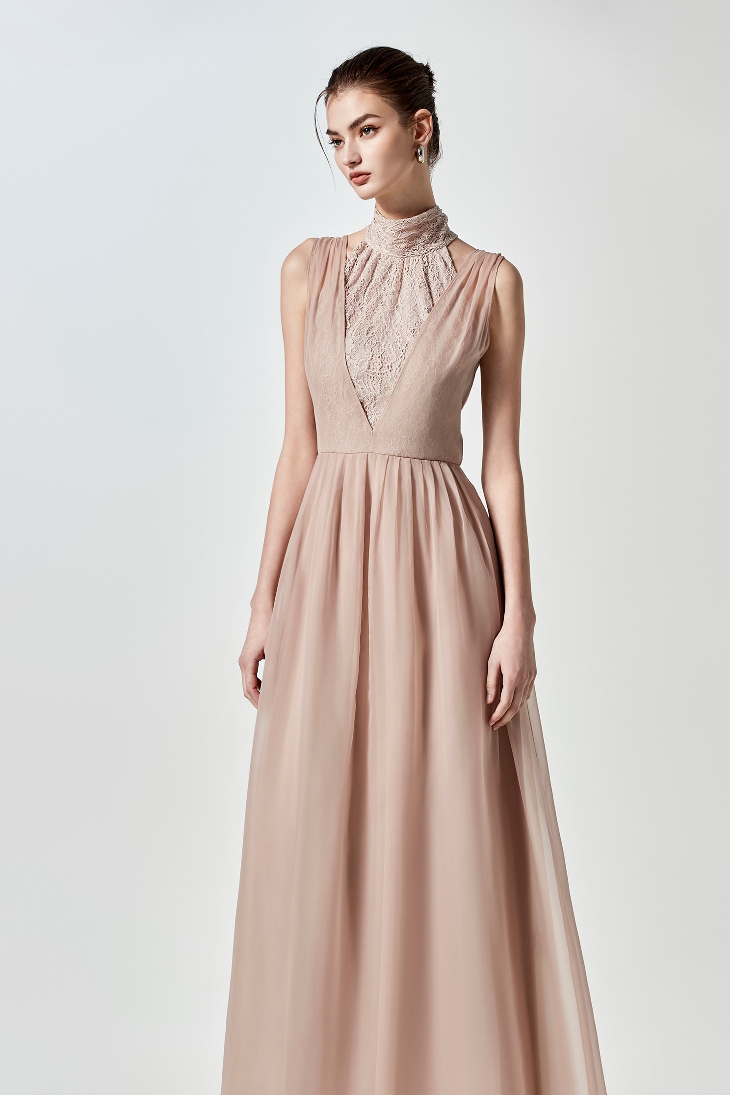 Turtleneck Sleeveless Organza Evening DressTurtleneck Sleeveless Organza Evening Dress,cocktaildresses,Season (SS) Look,pearl,Evening dresses,Lace