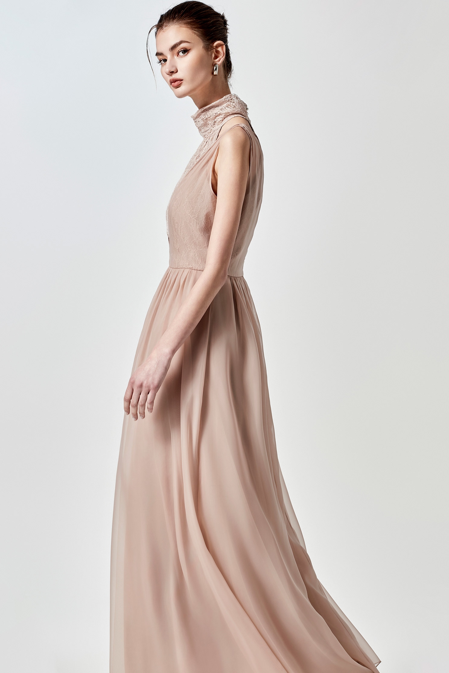 Turtleneck Sleeveless Organza Evening DressTurtleneck Sleeveless Organza Evening Dress,cocktaildresses,Season (SS) Look,pearl,Evening dresses,Lace