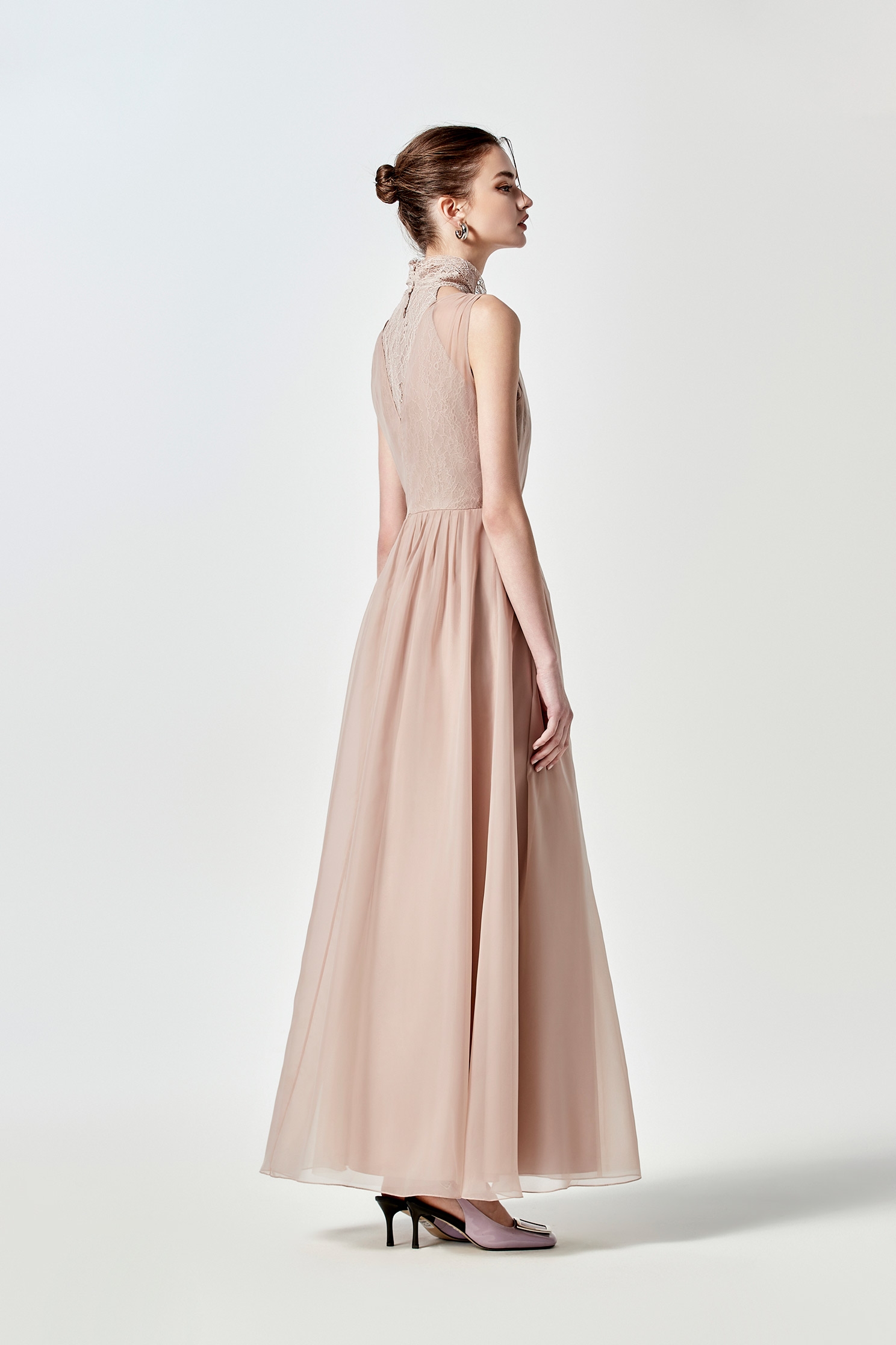 Turtleneck Sleeveless Organza Evening DressTurtleneck Sleeveless Organza Evening Dress,cocktaildresses,Season (SS) Look,pearl,Evening dresses,Lace