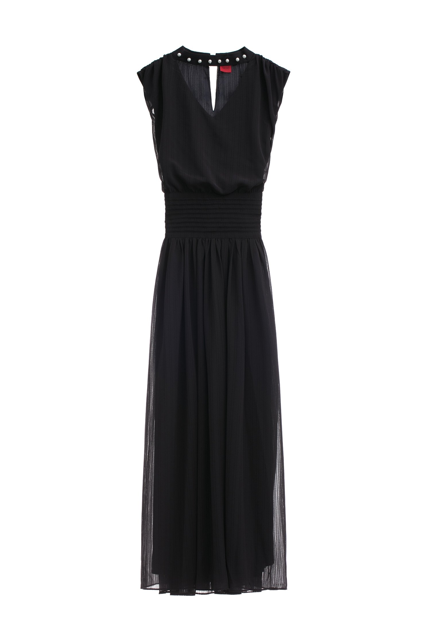 V-neck Navy Maxi Dress With Pearl DetailV-neck Navy Maxi Dress With Pearl Detail,Dresses,cocktaildresses,Season (SS) Look,pearl,Evening dresses