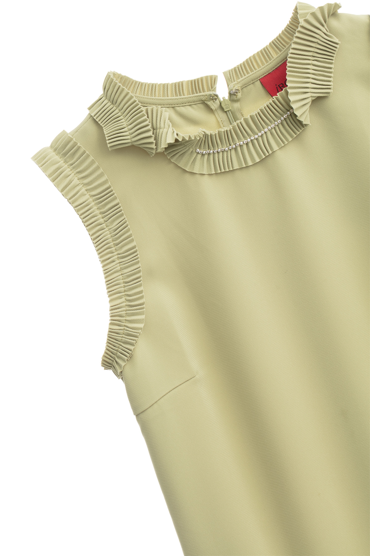 Pleated Trim Detail Sleeveless Green DressPleated Trim Detail Sleeveless Green Dress,Dresses,cocktaildresses,Season (SS) Look,Evening dresses