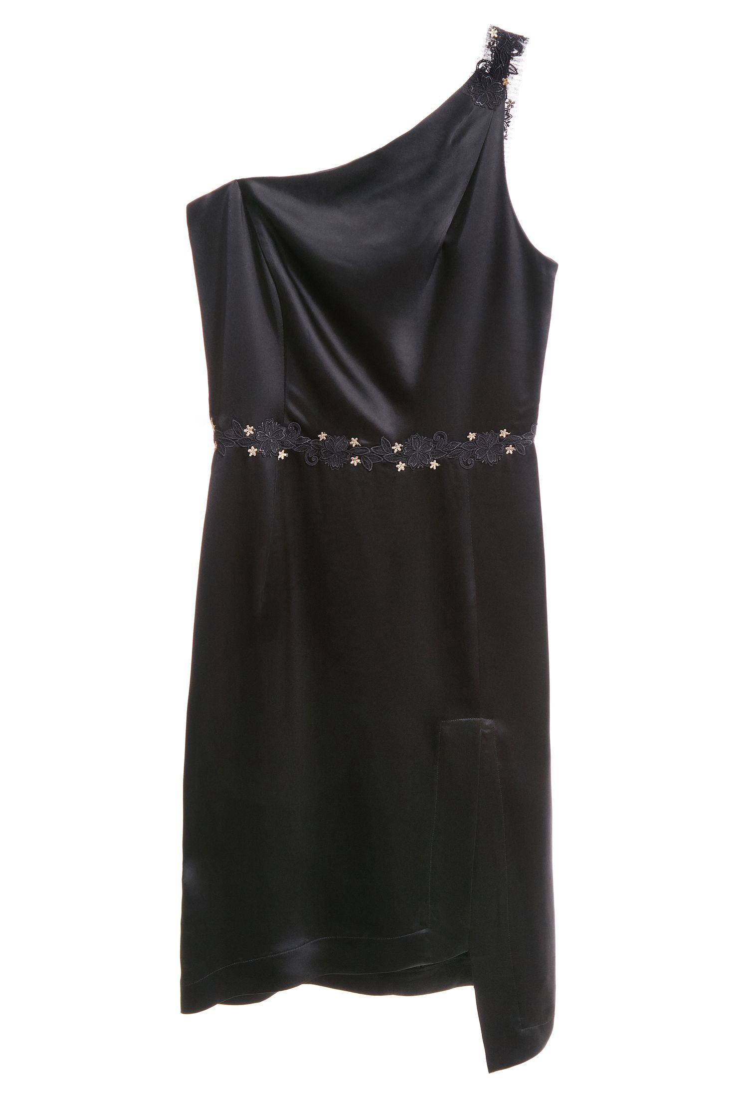 Toga Satin DressBlack slanted satin dress,Dresses,cocktaildresses,Season (SS) Look,Party Looks,Sleeveless dresses,Evening dresses,Season (AW) Look,Black dresses