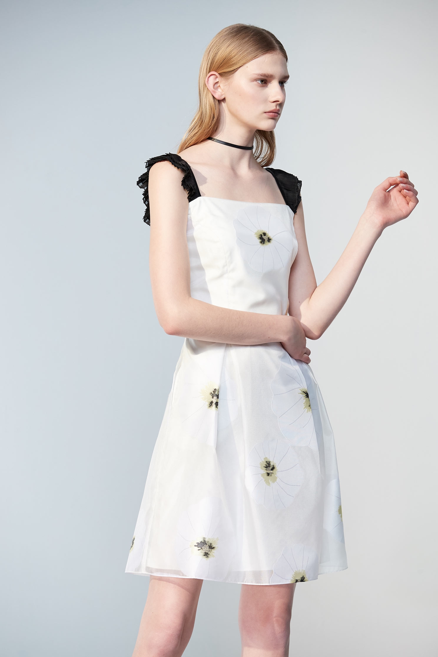 Floral Printed DressLarge white flower dress,cocktaildresses,Season (SS) Look,Sleeveless dresses,Evening dresses,Season (AW) Look