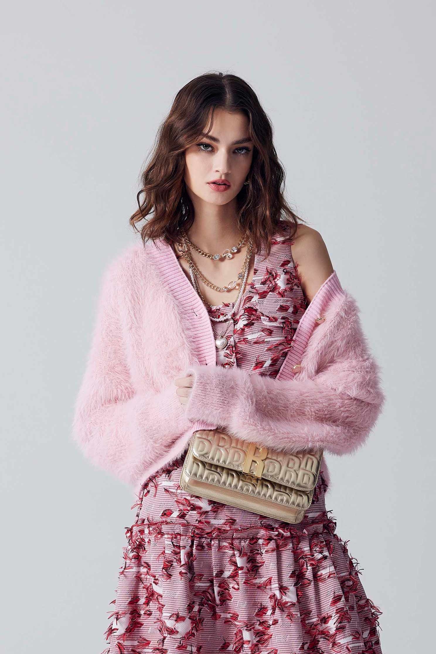 Pink Mohair Knit CardiganPink Mohair Knit Cardigan,Outerwear,Season (AW) Look,Knitted,Knitted coats