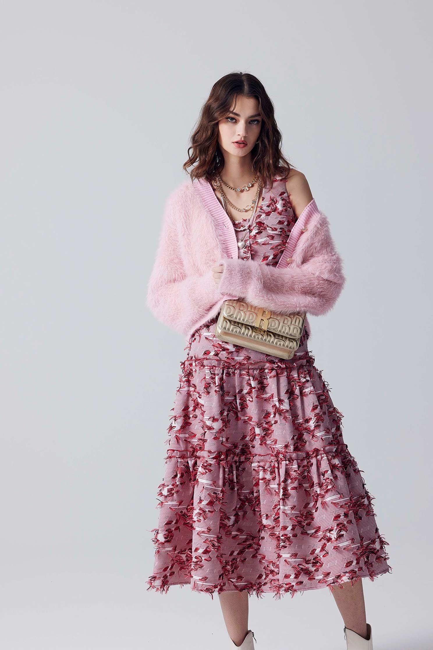 Pink Mohair Knit CardiganPink Mohair Knit Cardigan,Outerwear,Season (AW) Look,Knitted,Knitted coats