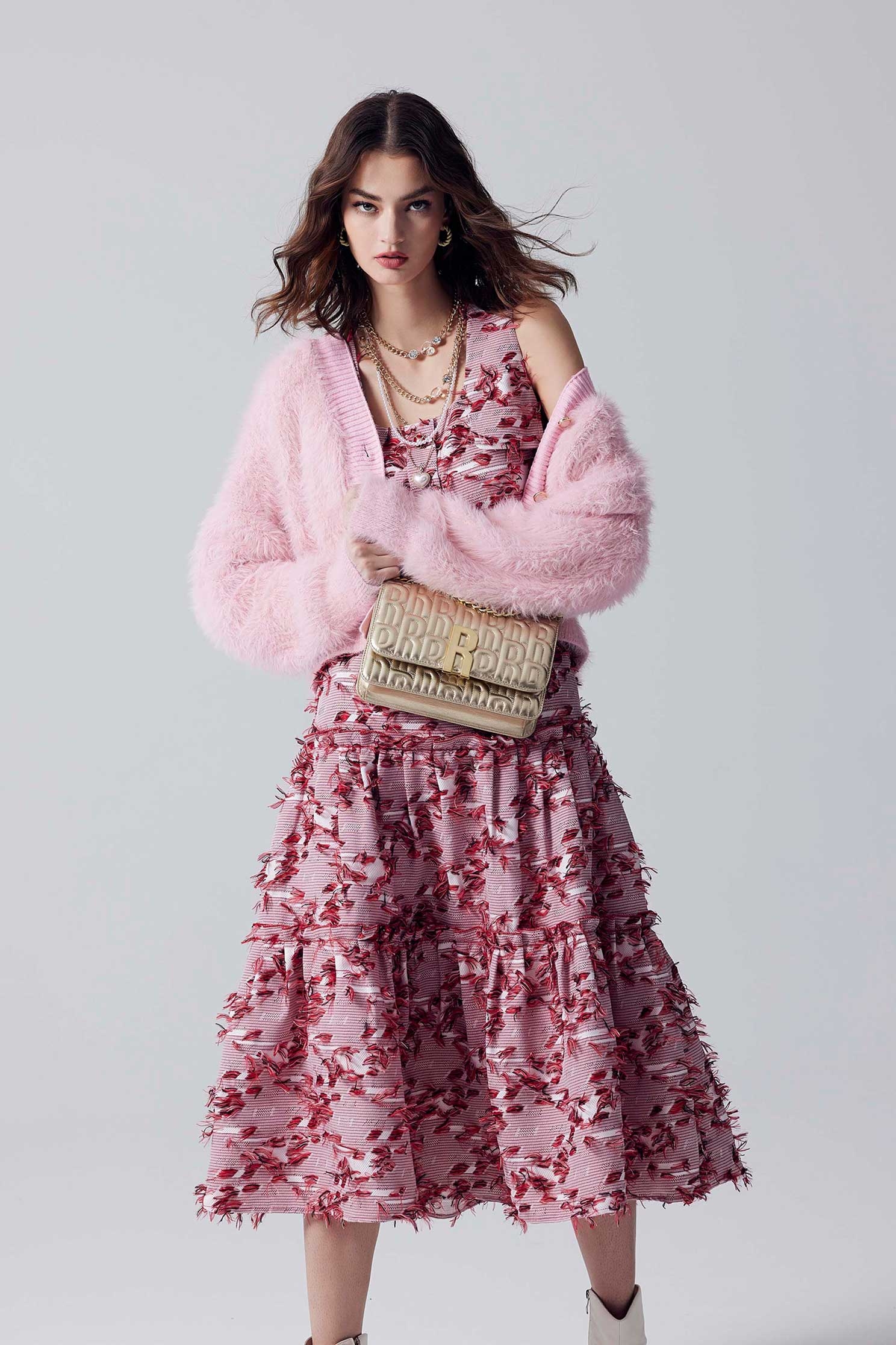 Pink Mohair Knit CardiganPink Mohair Knit Cardigan,Outerwear,Season (AW) Look,Knitted,Knitted coats