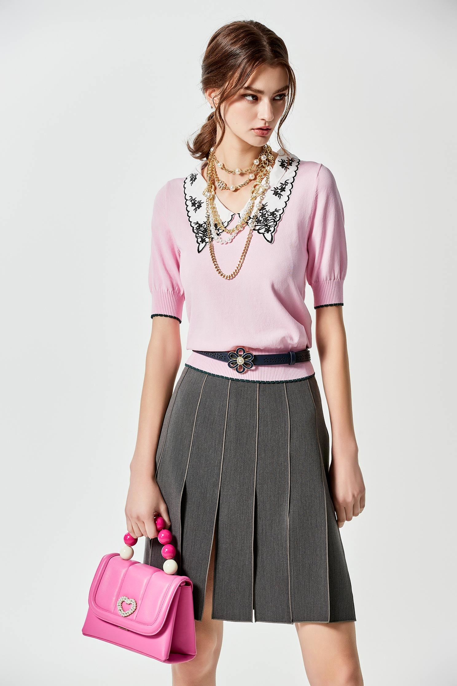 Grey Multi Slits Panelled SkirtGrey Multi Slits Panelled Skirt,Season (SS) Look,Mini skirts