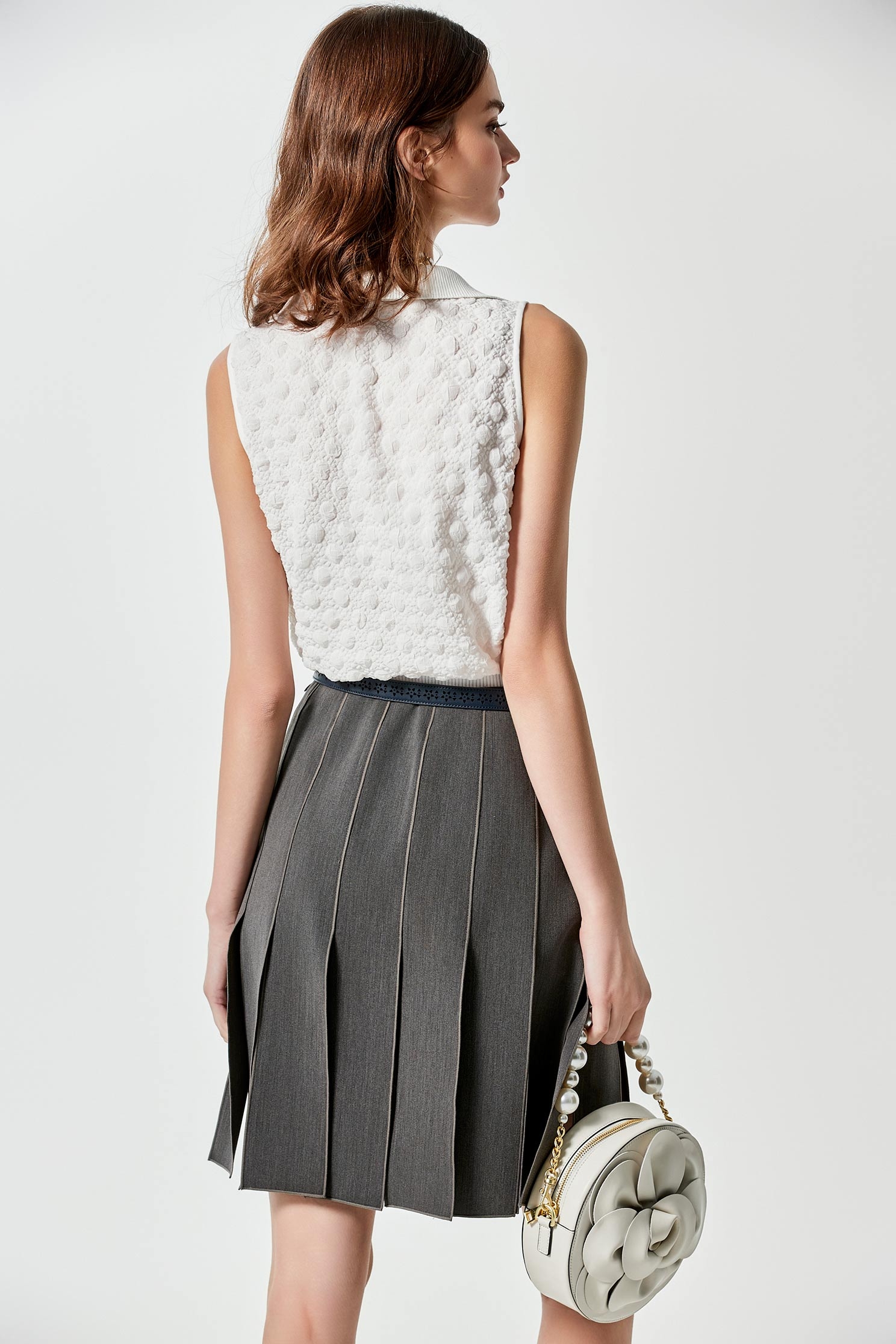 Grey Multi Slits Panelled SkirtGrey Multi Slits Panelled Skirt,Season (SS) Look,Mini skirts