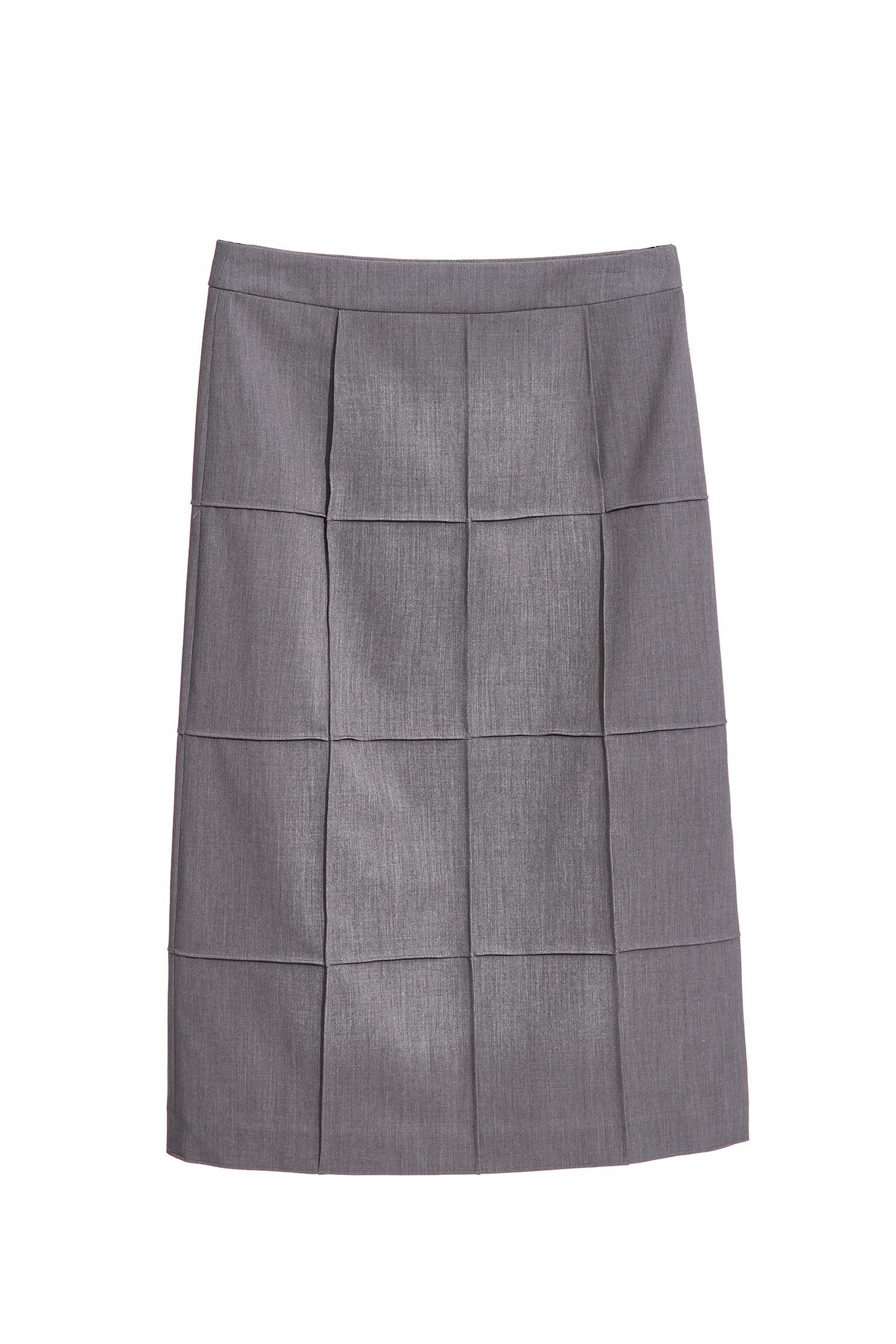 Basic Grey Skirt With Side SlitNarrow skirt with checked design,Plaid,Season (AW) Look,Pencil skirts,Midi skirts