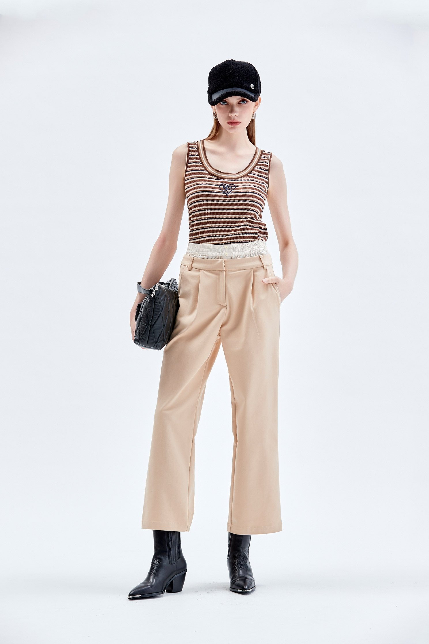 Double Layer Waistband Straight Cut PantsDouble Layer Waistband Straight Cut Pants,Season (AW) Look,Skinny pants,Skinny pants,Pants