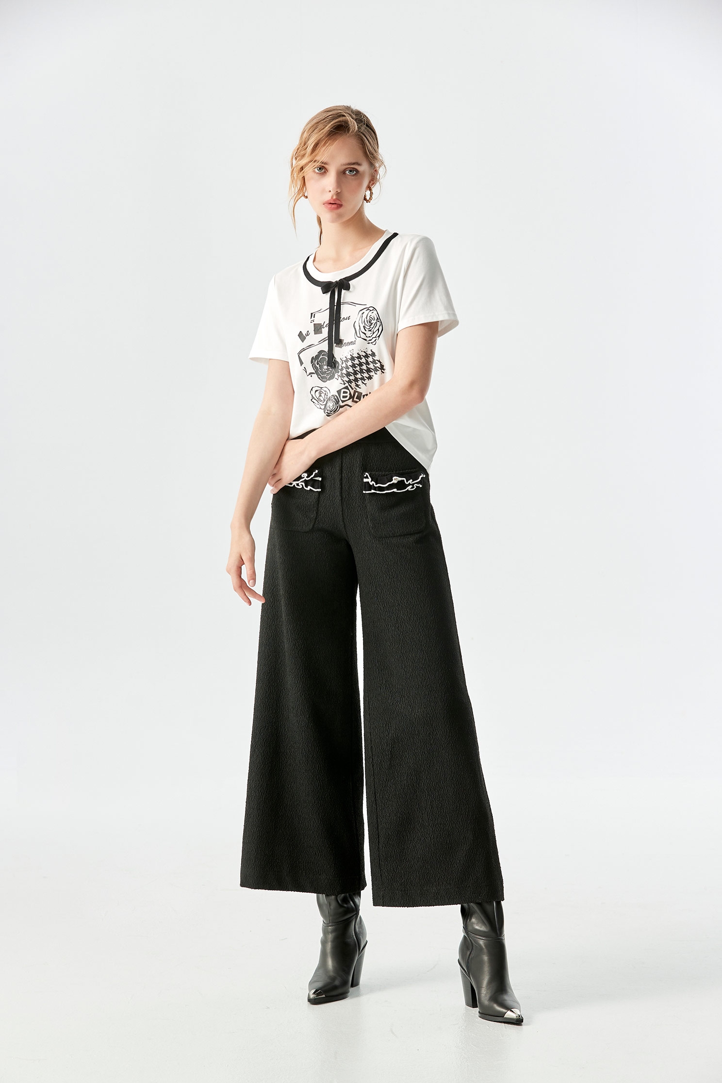 Elastic Waist Wide Leg PantsElastic Waist Wide Leg Pants,Culottes,Season (AW) Look,Culottes,Knitted,Pants