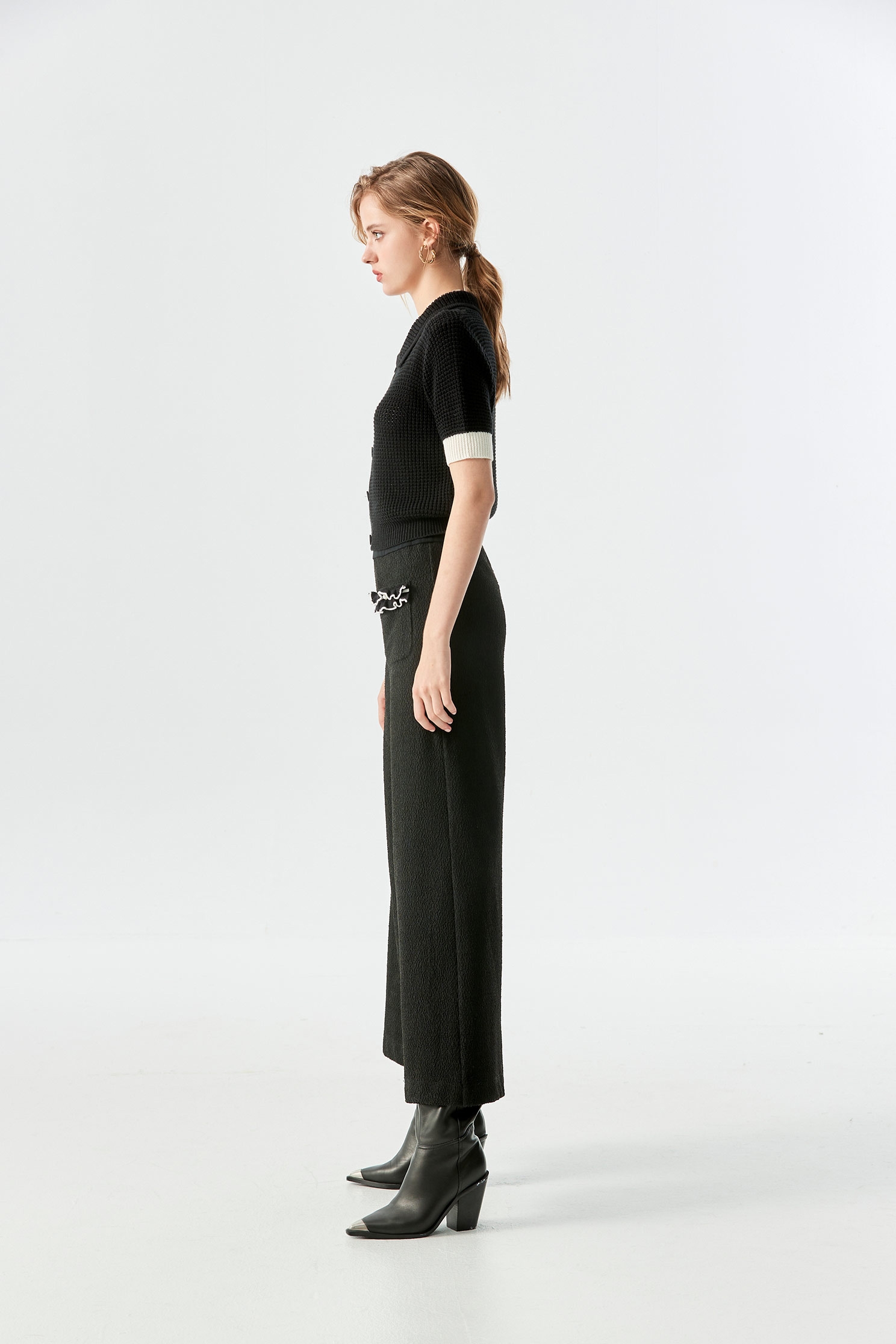 Elastic Waist Wide Leg PantsElastic Waist Wide Leg Pants,Culottes,Season (AW) Look,Culottes,Knitted,Pants