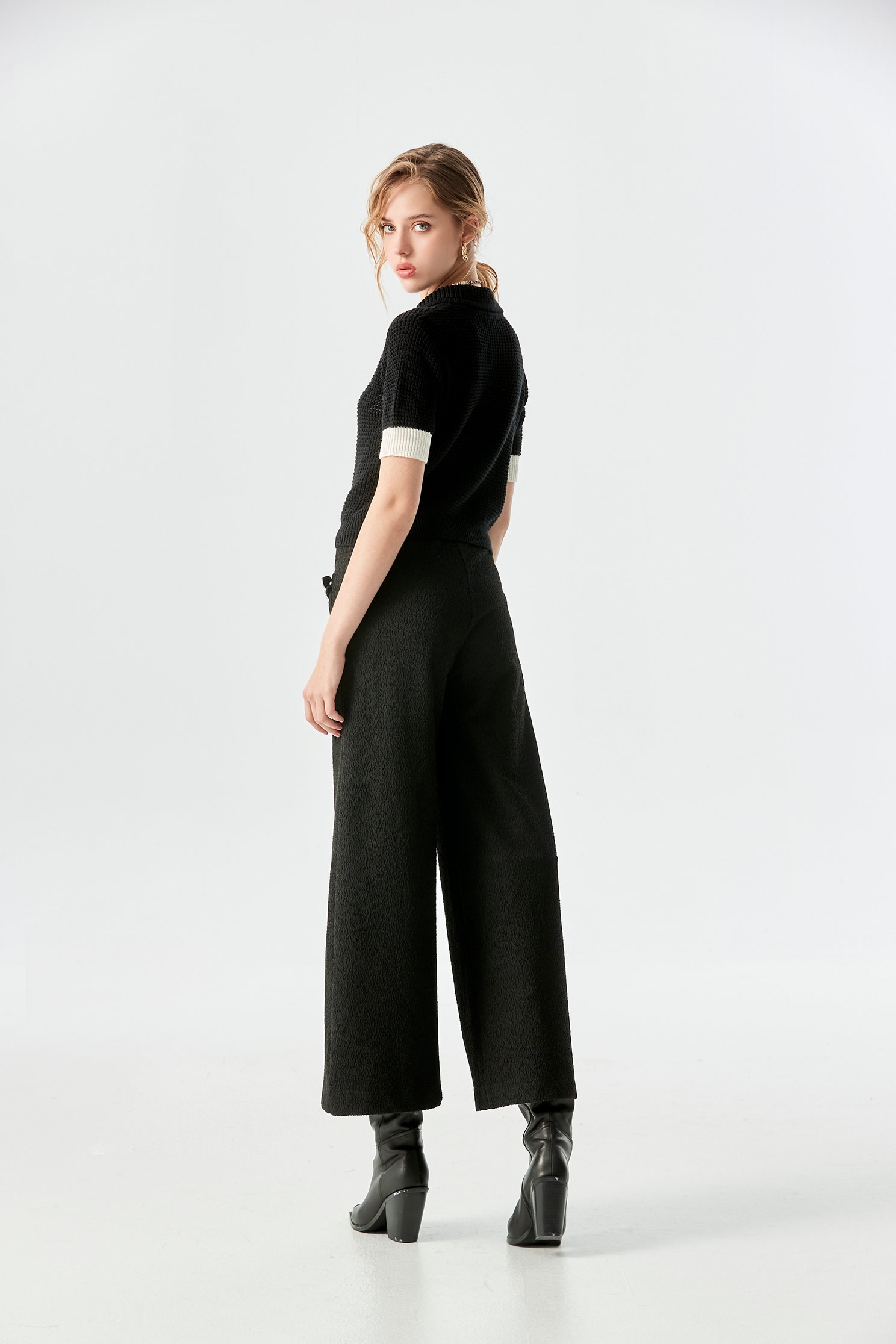 Elastic Waist Wide Leg PantsElastic Waist Wide Leg Pants,Culottes,Season (AW) Look,Culottes,Knitted,Pants