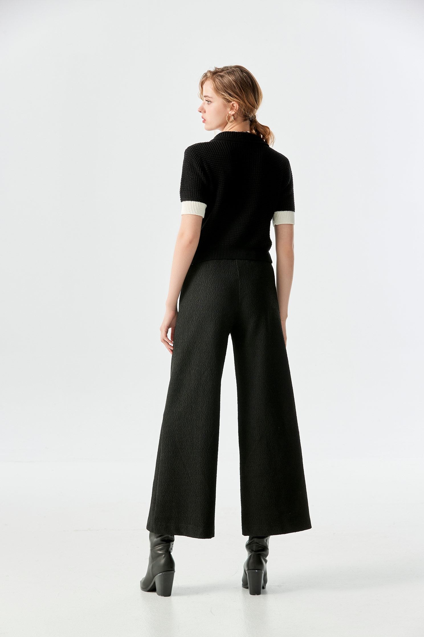 Elastic Waist Wide Leg PantsElastic Waist Wide Leg Pants,Culottes,Season (AW) Look,Culottes,Knitted,Pants