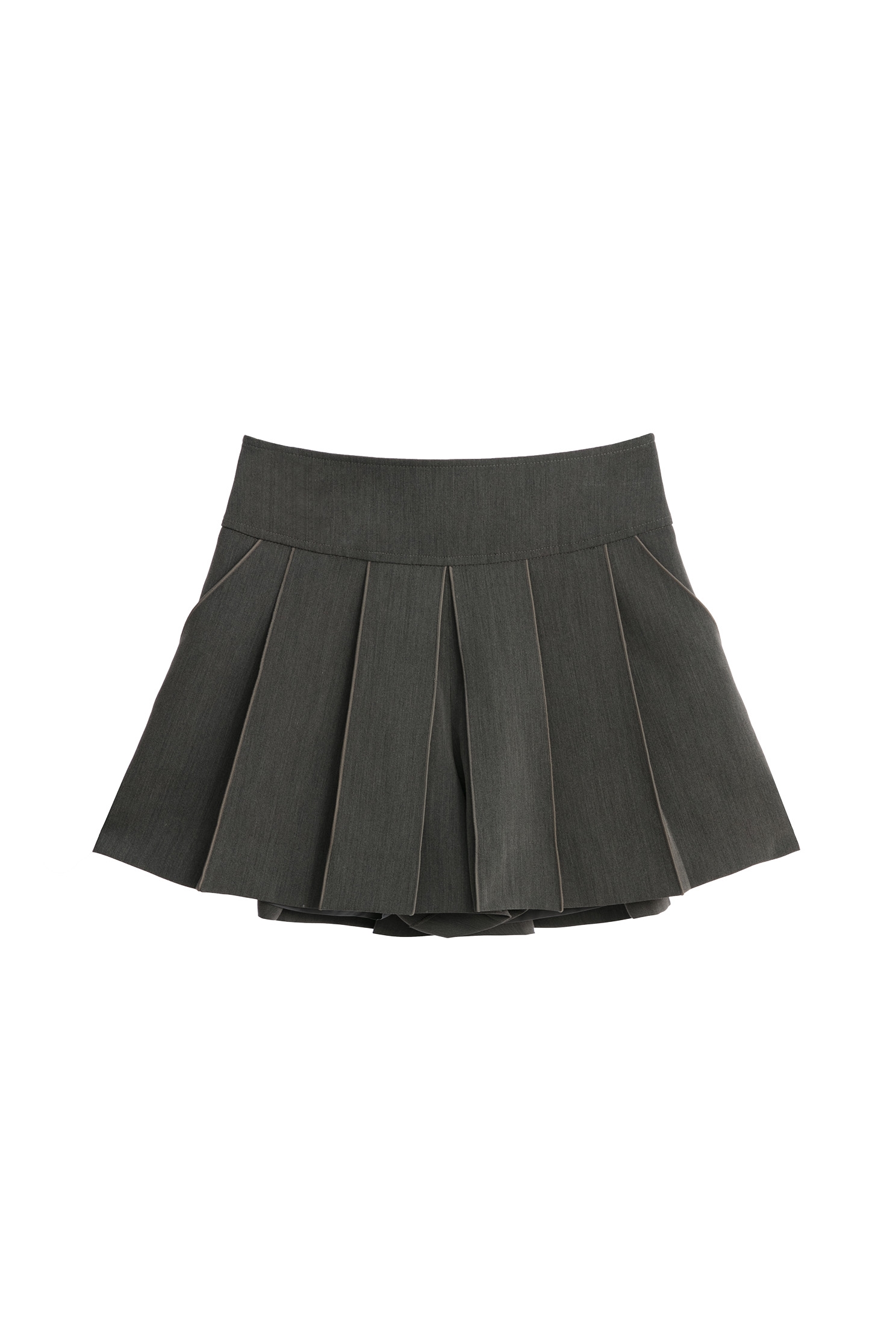 Grey Pleated Basic SkortsGrey Pleated Basic Skorts,Season (SS) Look,Shorts,Skorts