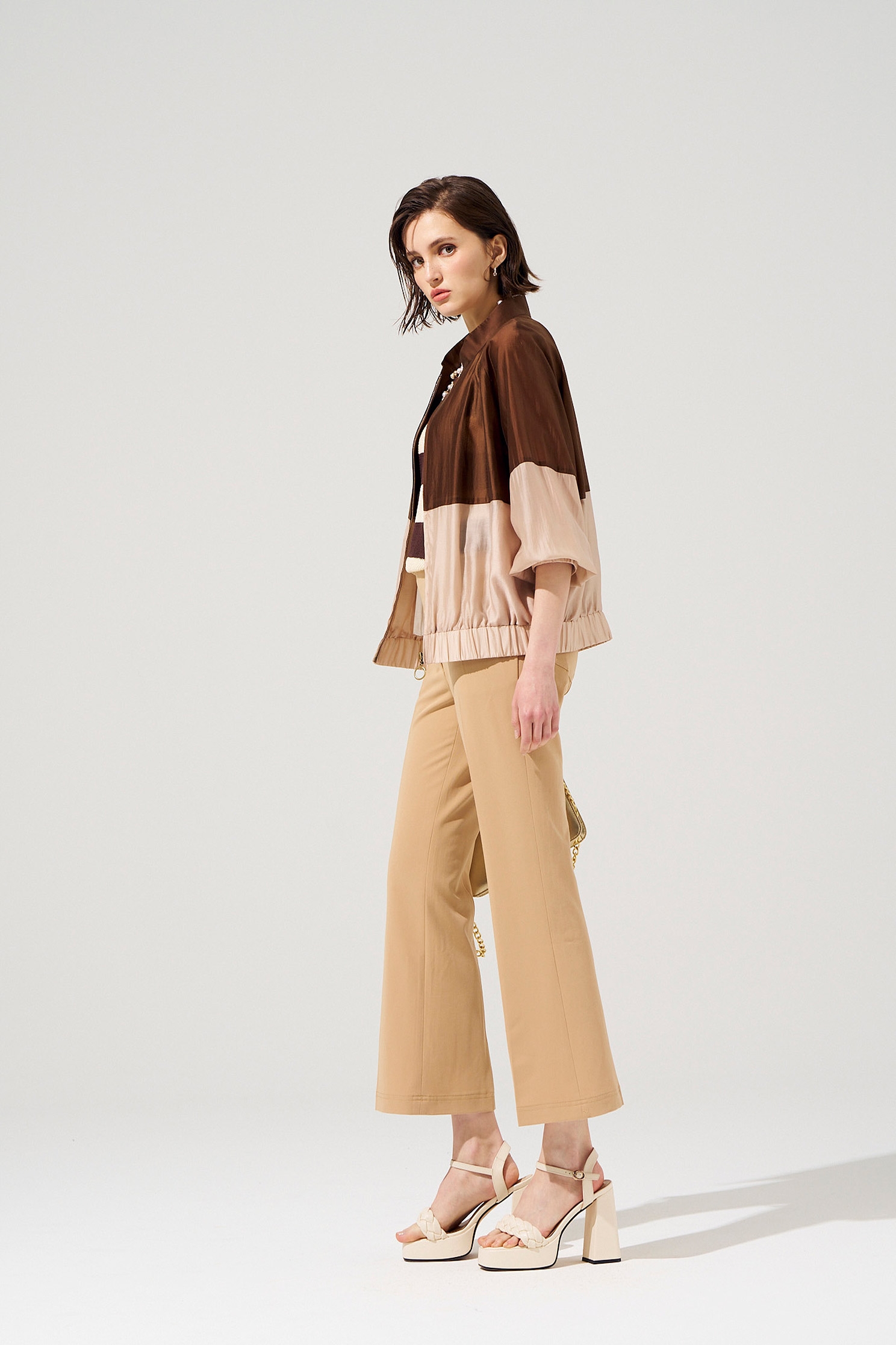 Asymmetric Waistband Boot Leg PantsAsymmetric Waistband Boot Leg Pants,Season (SS) Look,Tailored pants