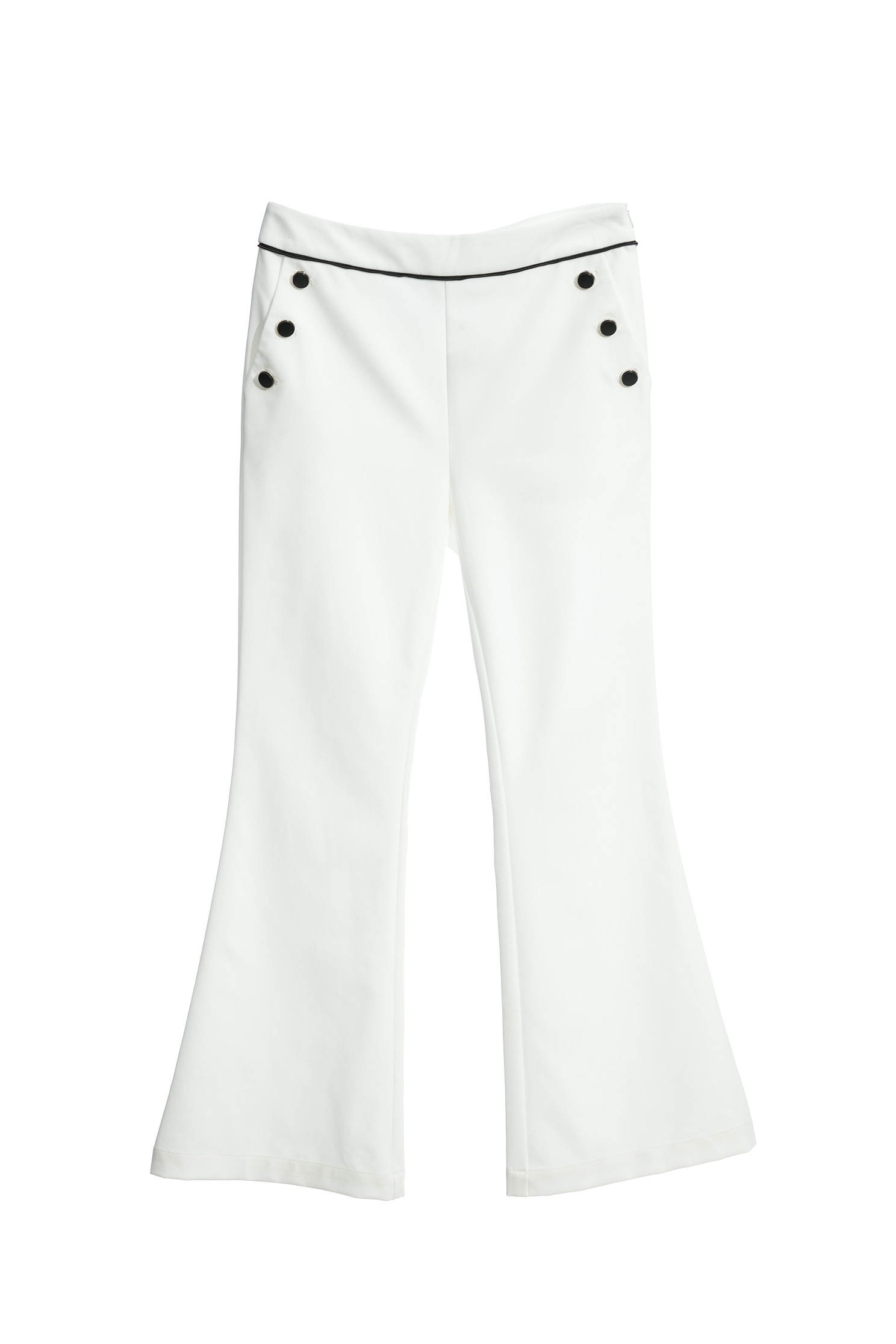 Boot Leg Pants With Button Applique DetailBoot Leg Pants With Button Applique Detail,Bell-bottoms,Season (SS) Look,Bell-bottoms