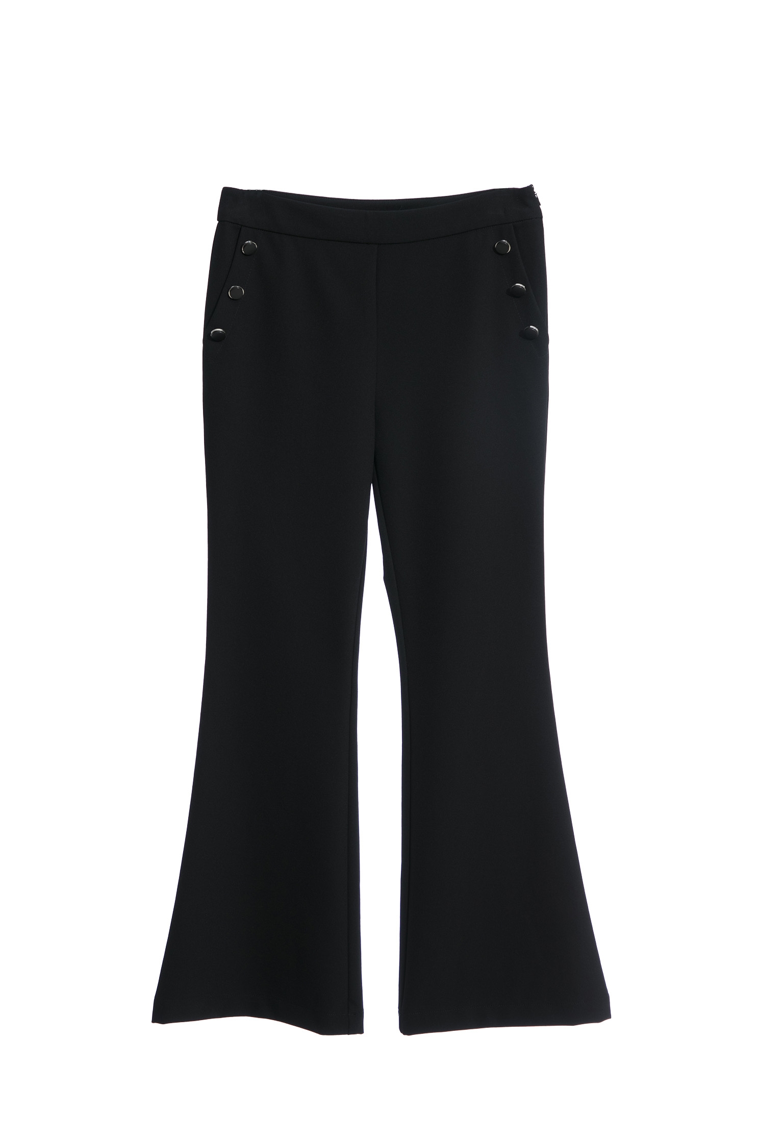 Boot Leg Pants With Button Applique DetailBoot Leg Pants With Button Applique Detail,Bell-bottoms,Season (SS) Look,Bell-bottoms