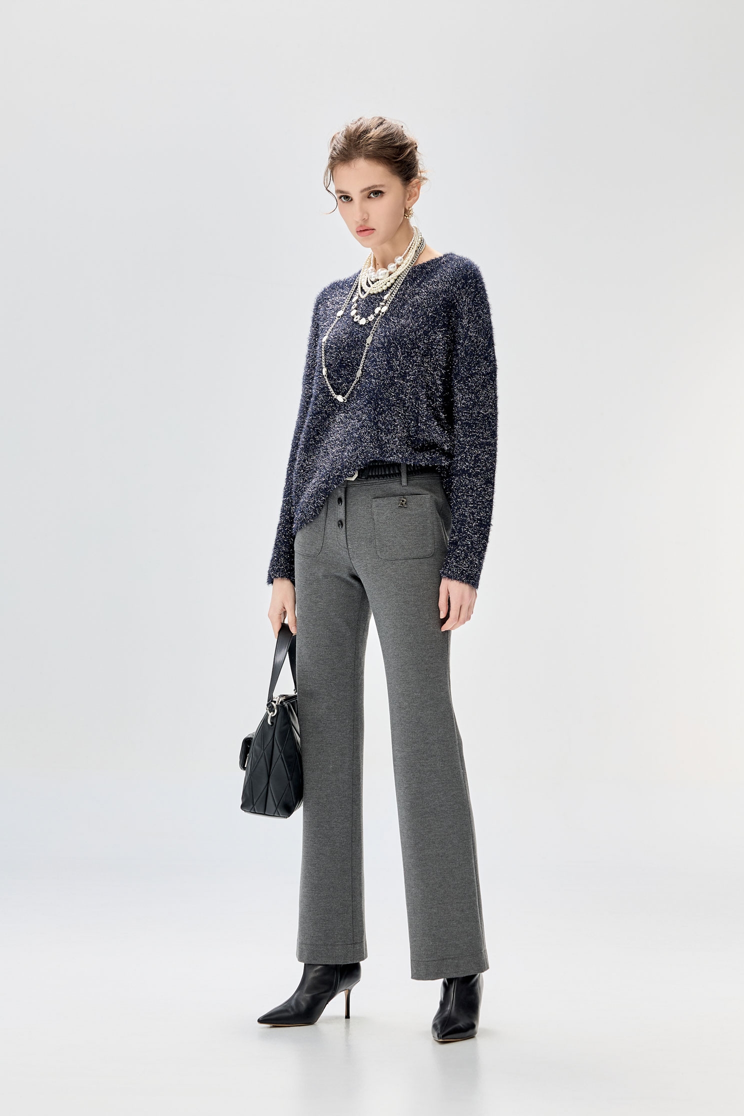 Patch Pockets Basic PantsPatch Pockets Basic Pants,Bell-bottoms,Season (SS) Look,Bell-bottoms,Pants