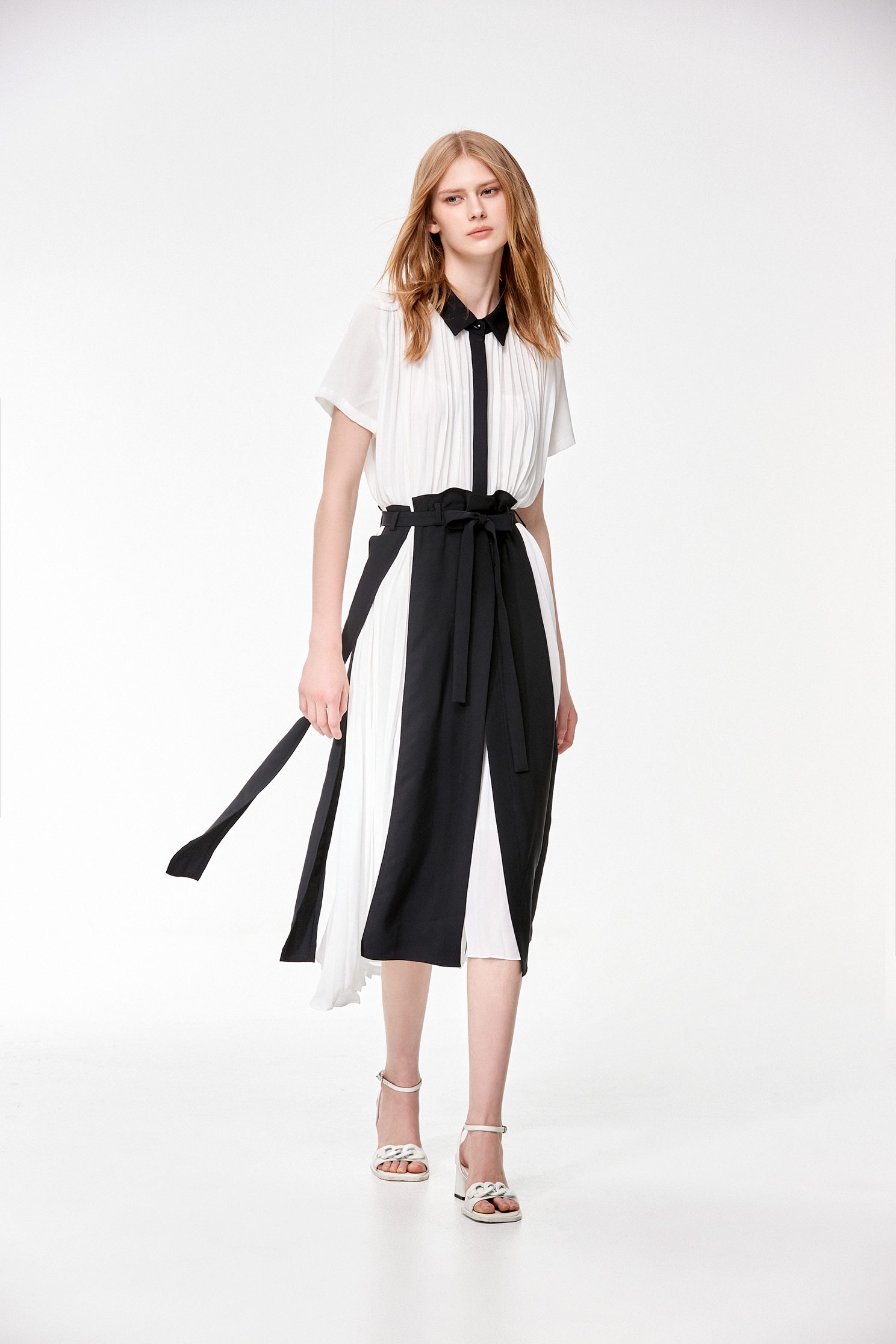 Pleated Colour Block Chiffon DressPleated Colour Block Chiffon Dress,Dresses,Under shirts,Season (SS) Look