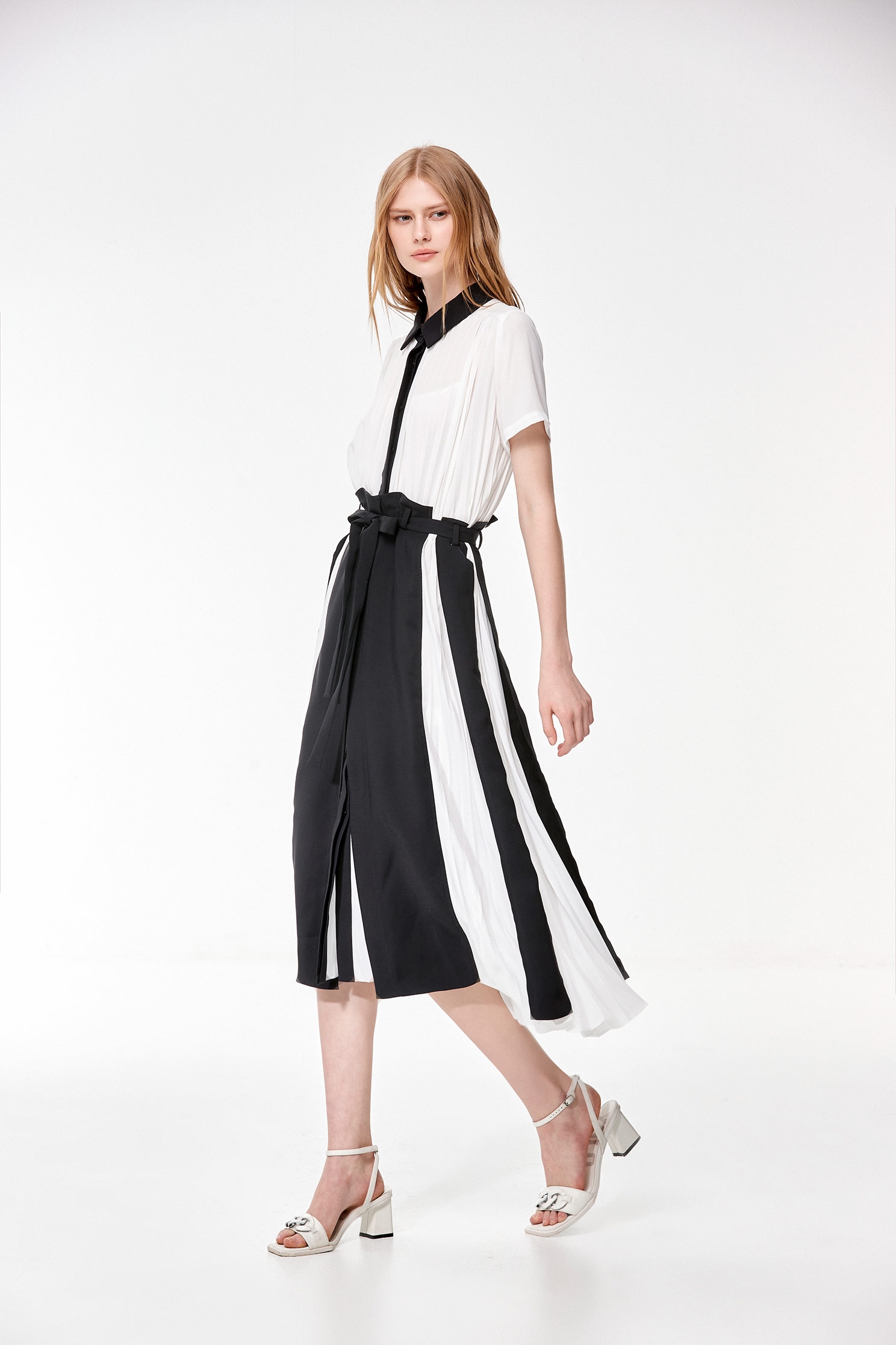 Pleated Colour Block Chiffon DressPleated Colour Block Chiffon Dress,Dresses,Under shirts,Season (SS) Look