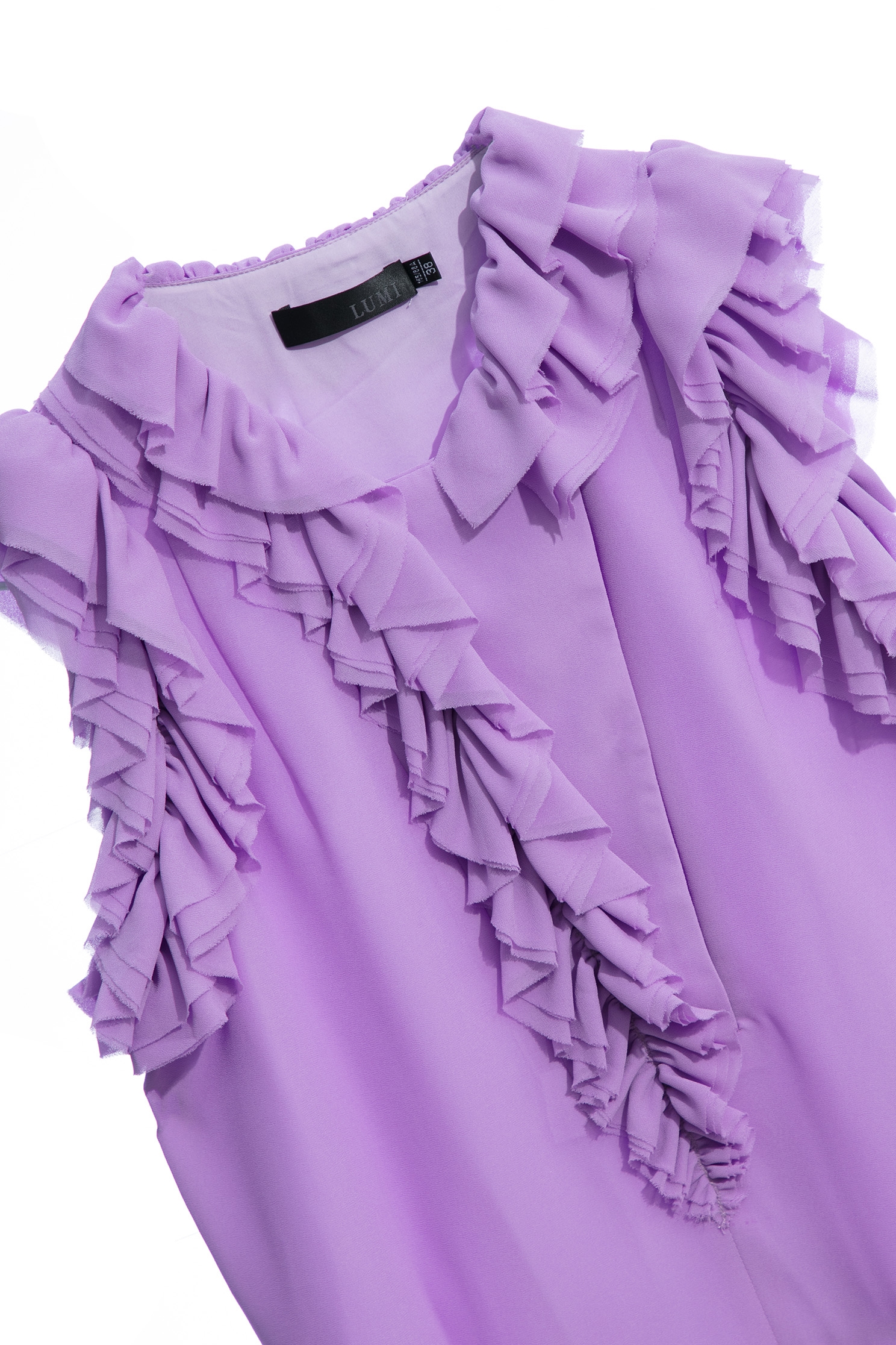 Ruffle Detail Purple VestRuffle Detail Purple Vest,sleeveless tops,Tops,Season (SS) Look,Chiffon,Chiffon tops