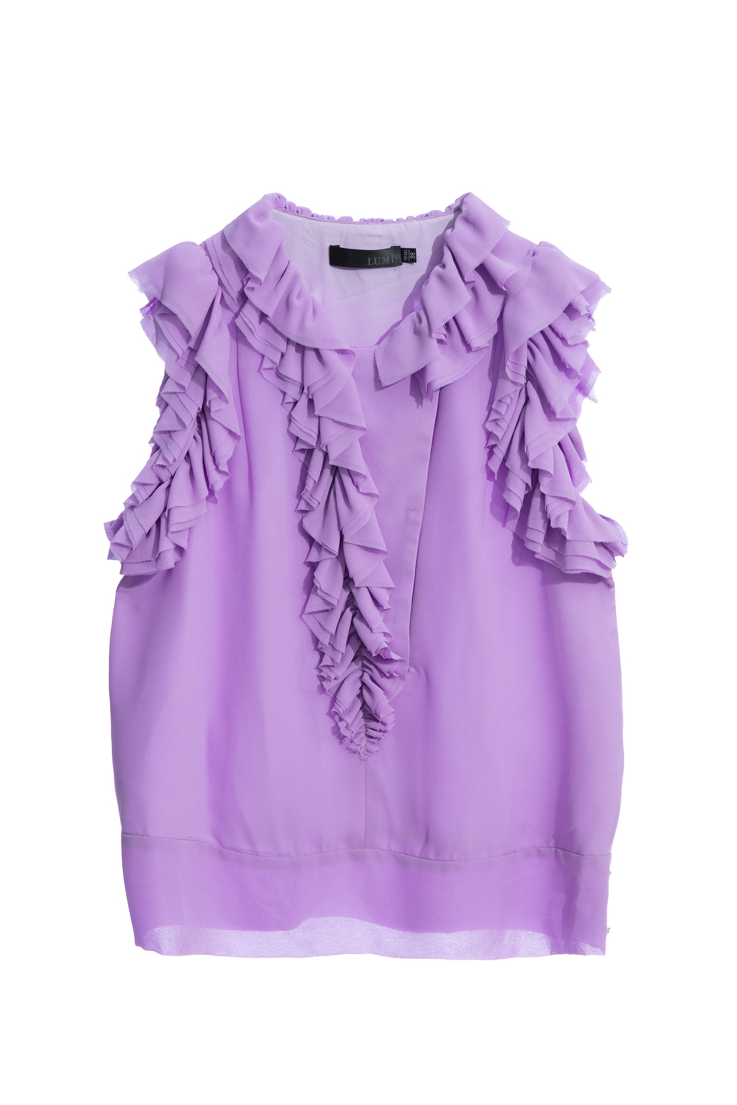 Ruffle Detail Purple VestRuffle Detail Purple Vest,sleeveless tops,Tops,Season (SS) Look,Chiffon,Chiffon tops