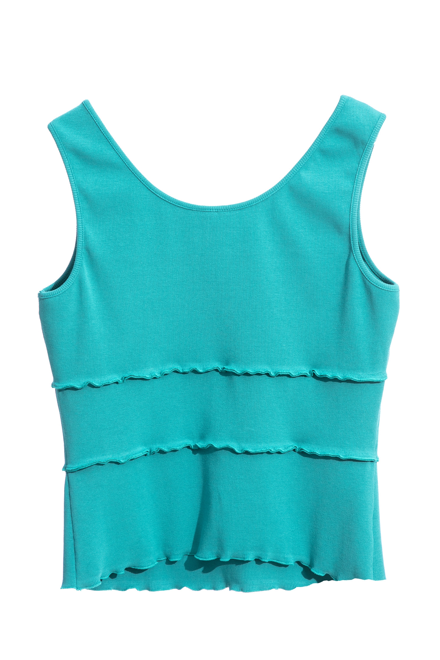 Basic Tank Top With Lettuce Trim DetailBasic Tank Top With Lettuce Trim Detail,sleeveless tops,Tops,Stripe,Season (AW) Look,sleeveless tops