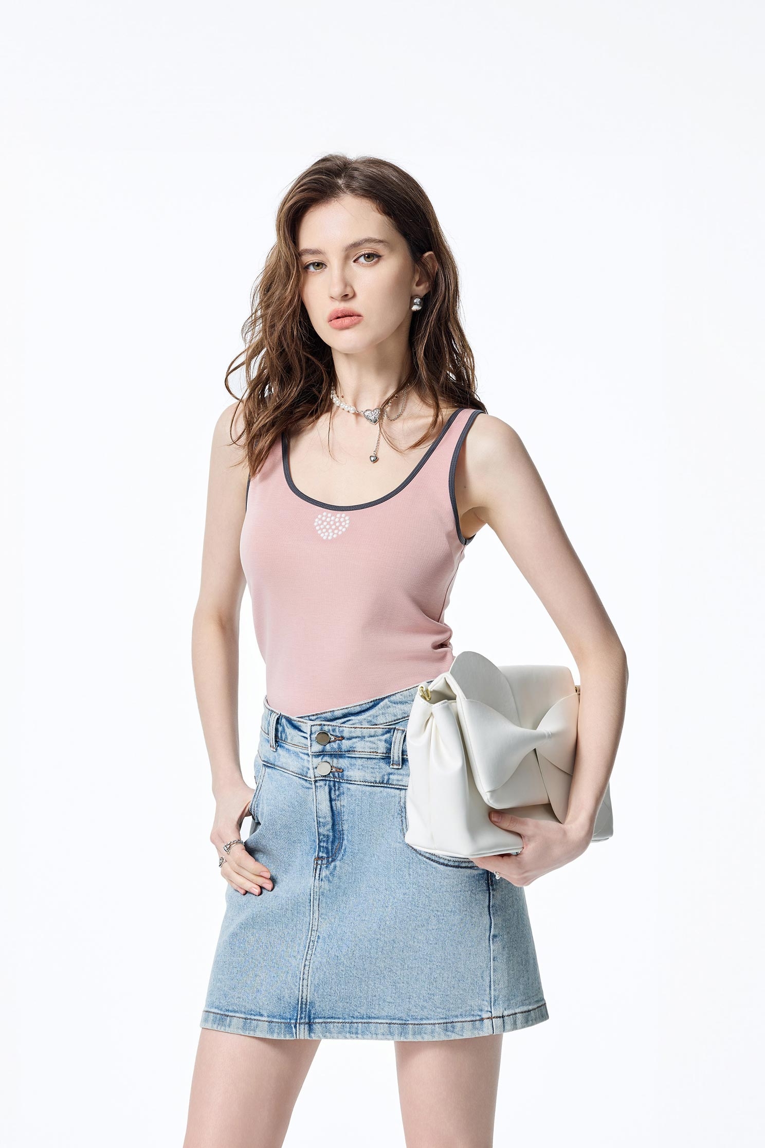 Contrast Trim Basic Tank TopContrast Trim Basic Tank Top,sleeveless tops,Season (SS) Look,pearl,sleeveless tops