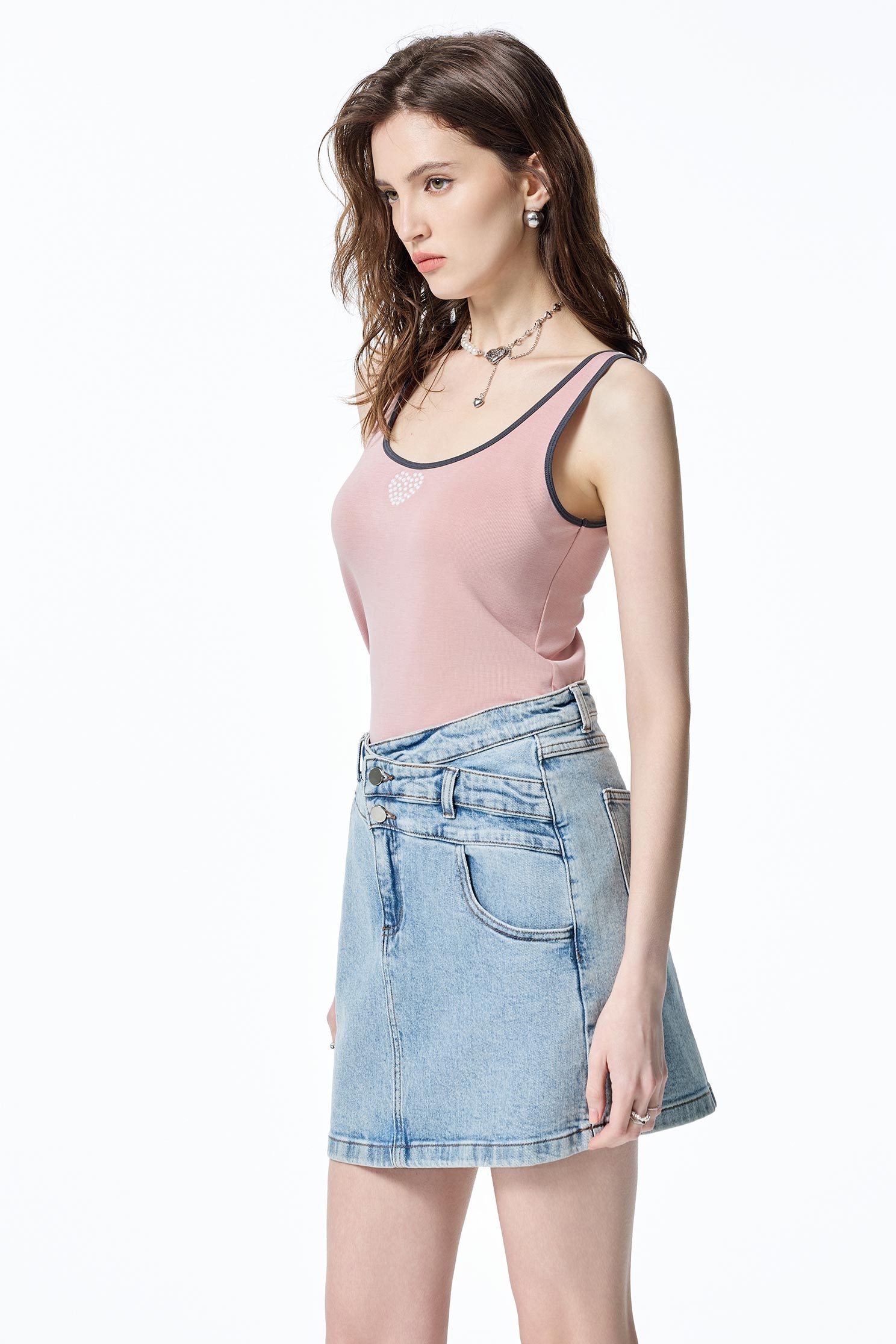 Contrast Trim Basic Tank TopContrast Trim Basic Tank Top,sleeveless tops,Season (SS) Look,pearl,sleeveless tops