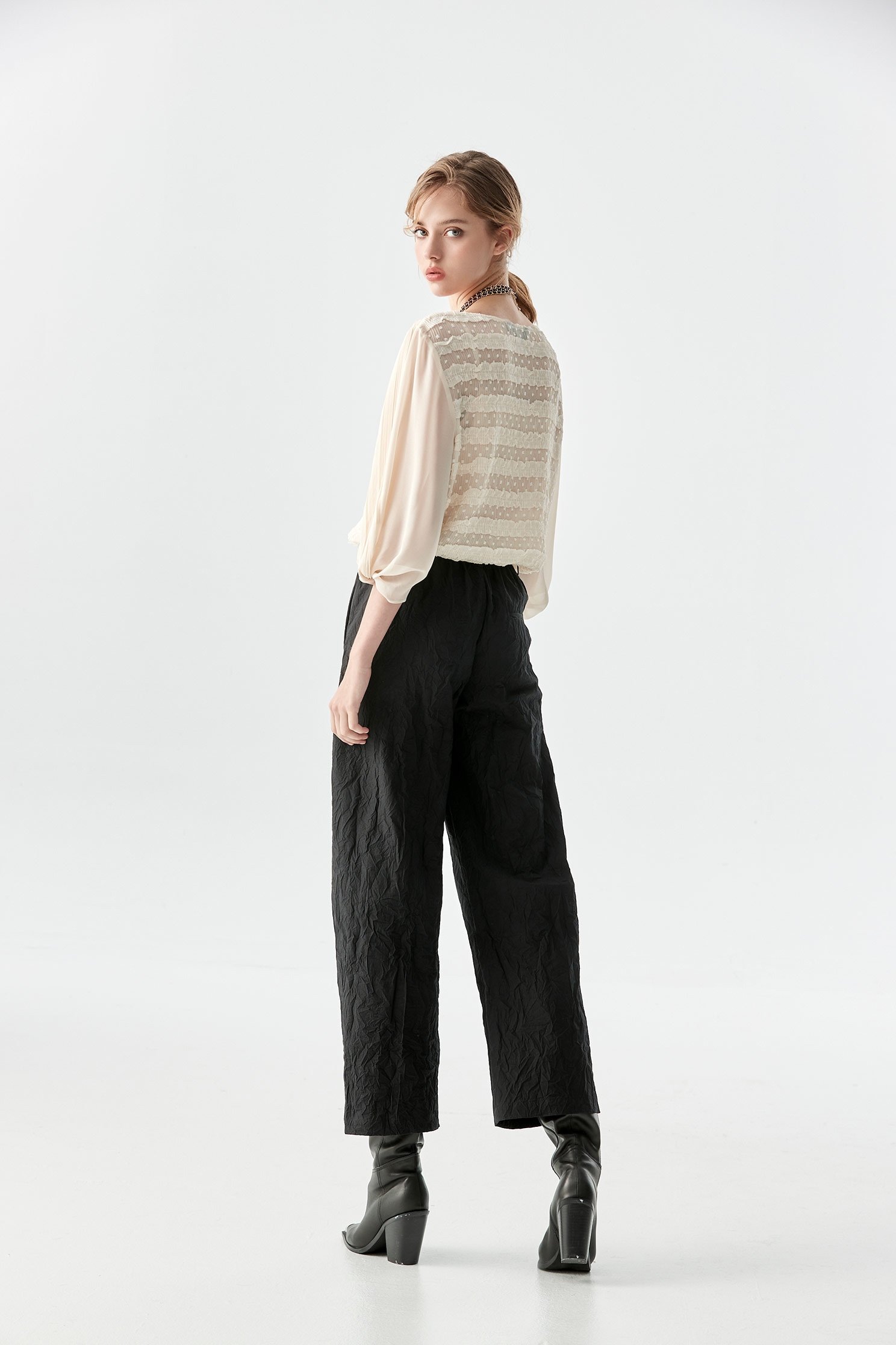 Pleated Ruffle Chiffon TopPleated Ruffle Chiffon Top,Tops,Under shirts,Season (AW) Look,Chiffon