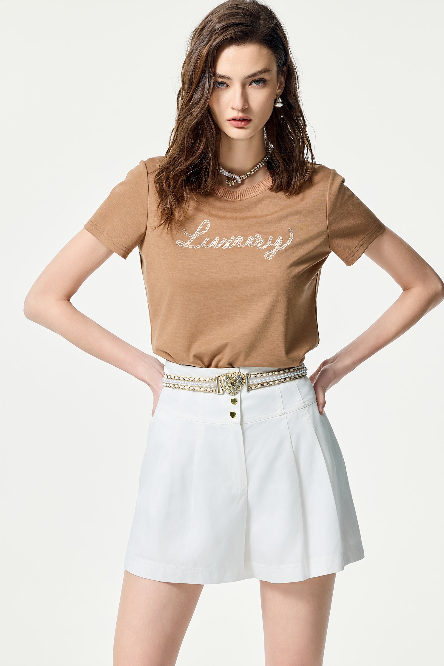 Front Slogan Short Sleeve TeeFront Slogan Short Sleeve Tee,T-shirts,Tops,Embroidered,Season (SS) Look,White tops